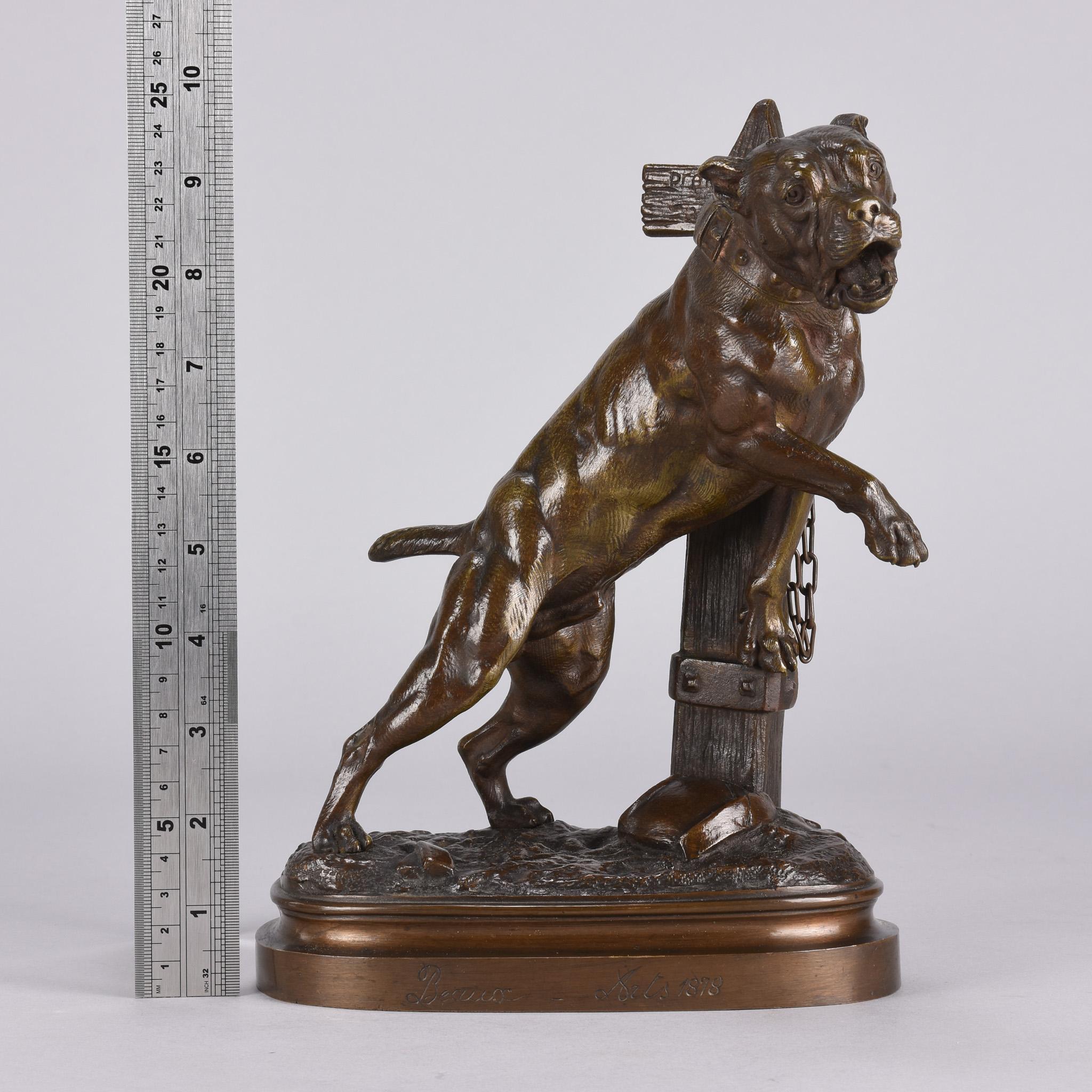 French Animalier Bronze Study 'Tethered Mastiff' by Lecourtier 3