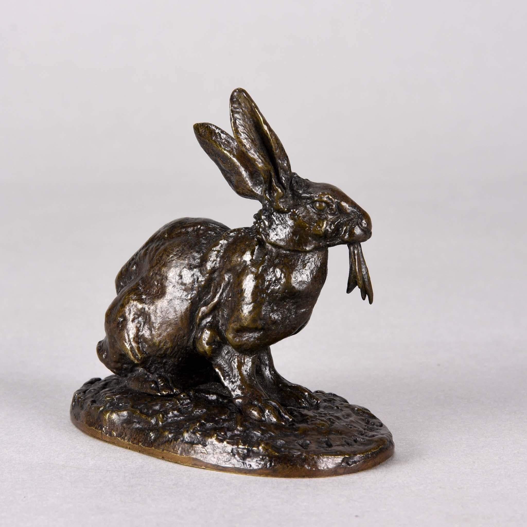 Wonderful French animalier bronze study of a seated rabbit with excellent detail and wonderful rich variegated black, brown and golden patina. Signed P J Mêne.

An exceptionally fine early example of one of the artist's most popular subjects from