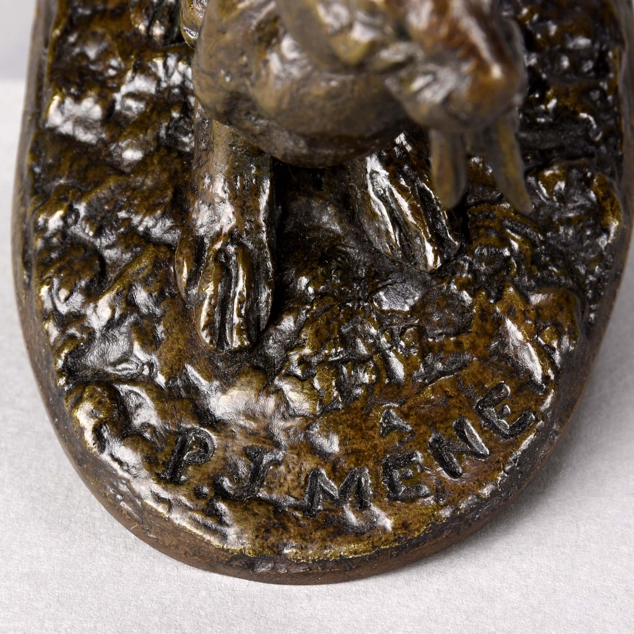 French Animalier Bronze Studyu Repos' by Pierre Jules Mêne Entitled 'Lapin a 1