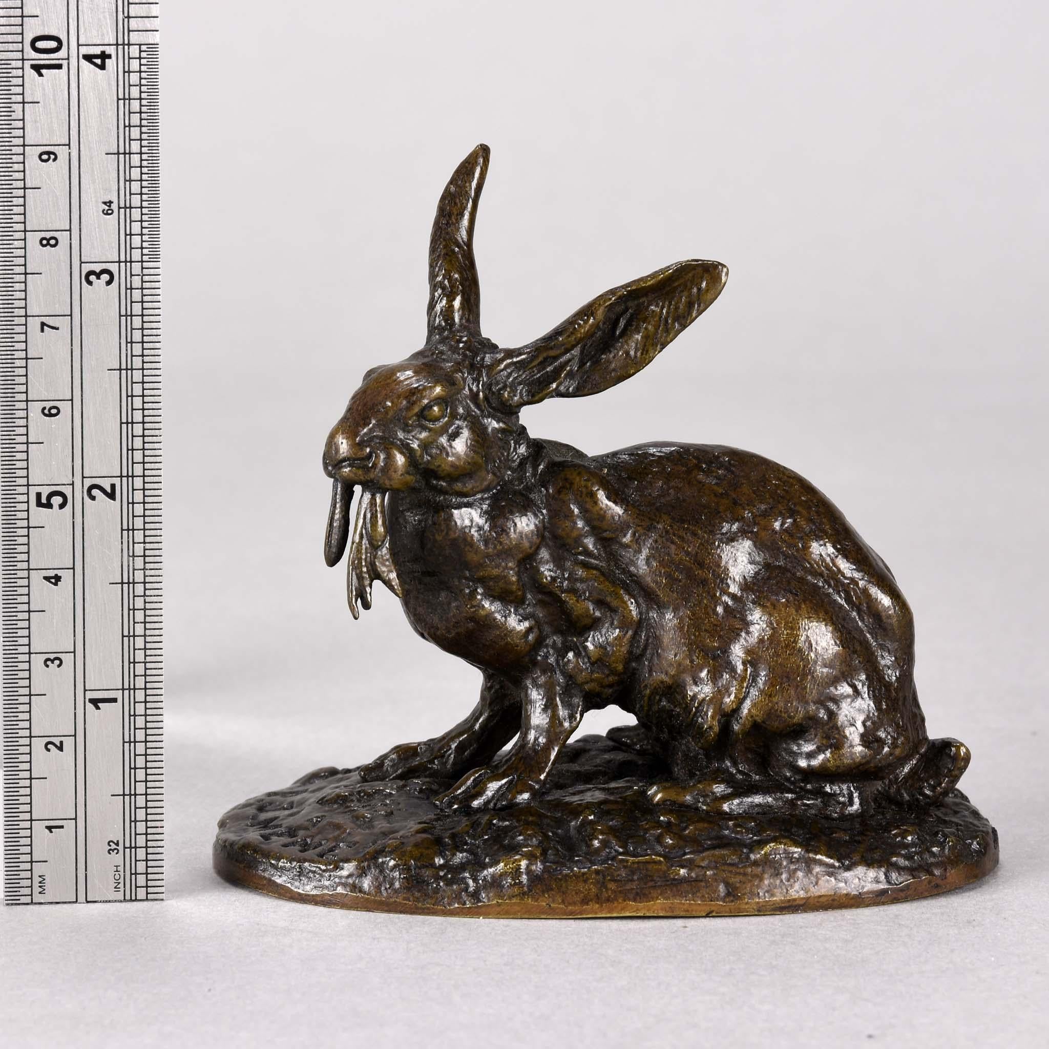 French Animalier Bronze Studyu Repos' by Pierre Jules Mêne Entitled 'Lapin a 2