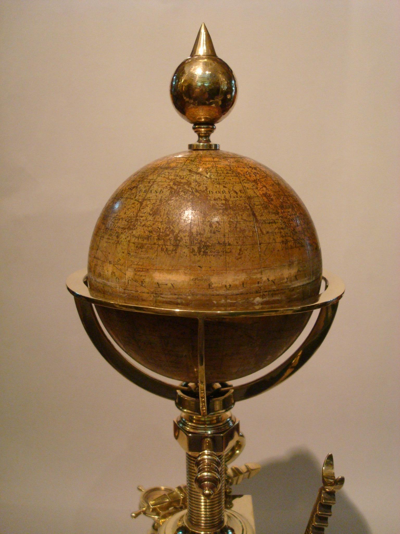 Französische animierte Industrie-Tischuhr:: Barometer mit drehbarem Globus:: um 1880 6