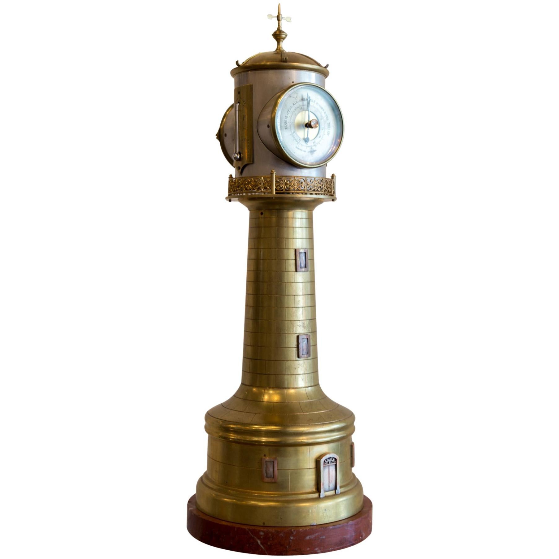 French Animated Industrial Lighthouse Clock by Guilmet, circa 1880