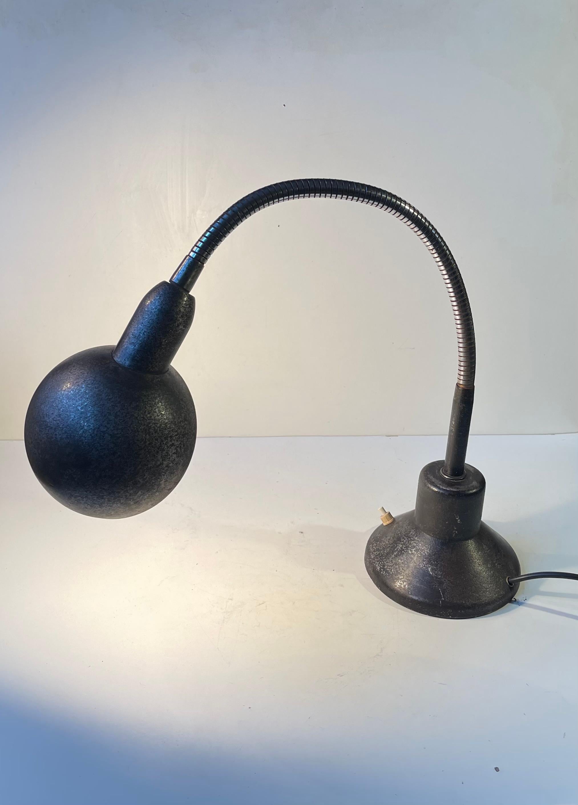French Anthracite Grey Industrial Bauhaus Desk Lamp by Jumo, 1940s For Sale 5