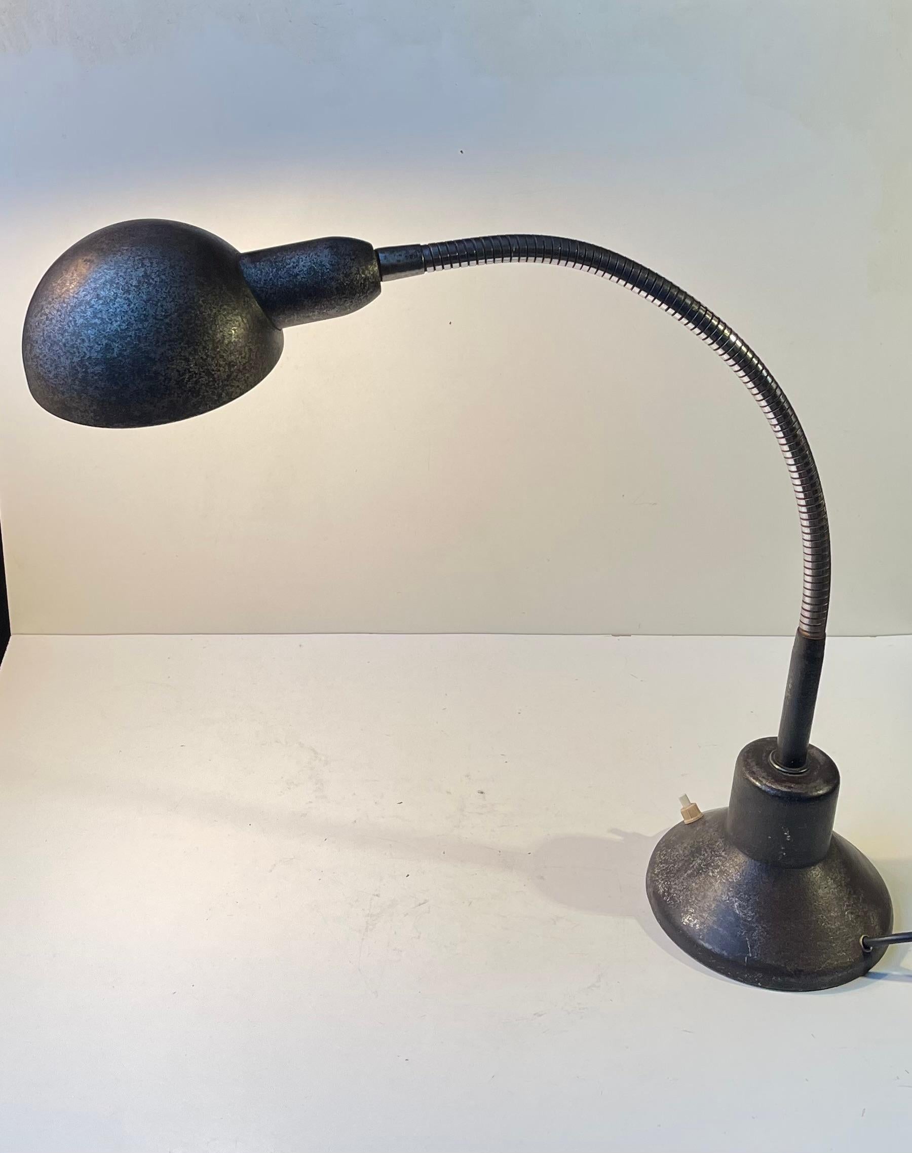 French Anthracite Grey Industrial Bauhaus Desk Lamp by Jumo, 1940s For Sale 6
