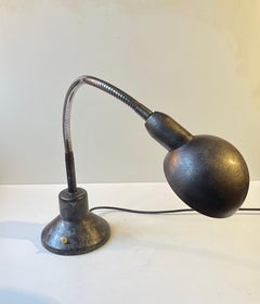 French Anthracite Grey Industrial Bauhaus Desk Lamp by Jumo, 1940s