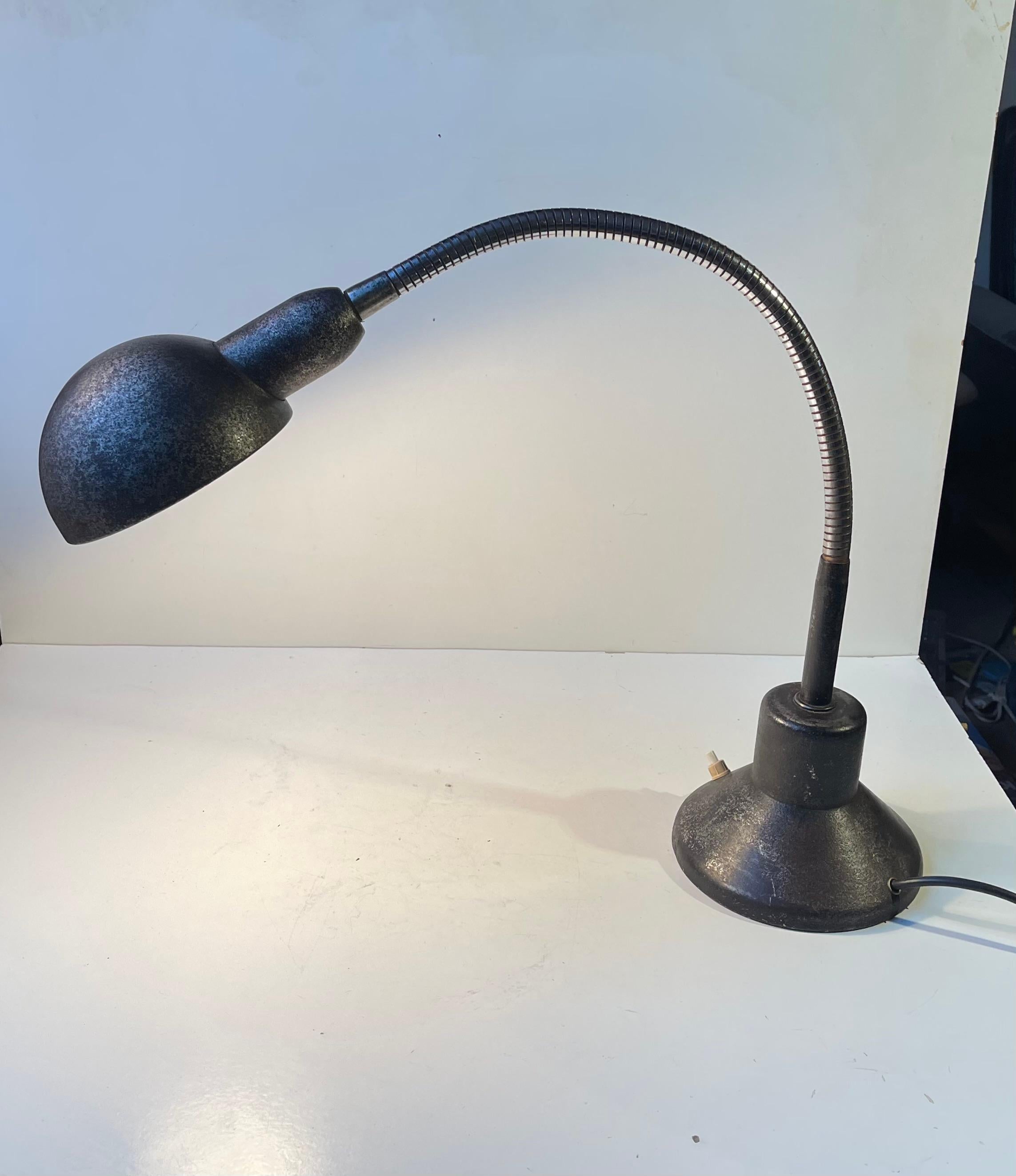 20th Century French Anthracite Grey Industrial Bauhaus Desk Lamp by Jumo, 1940s For Sale