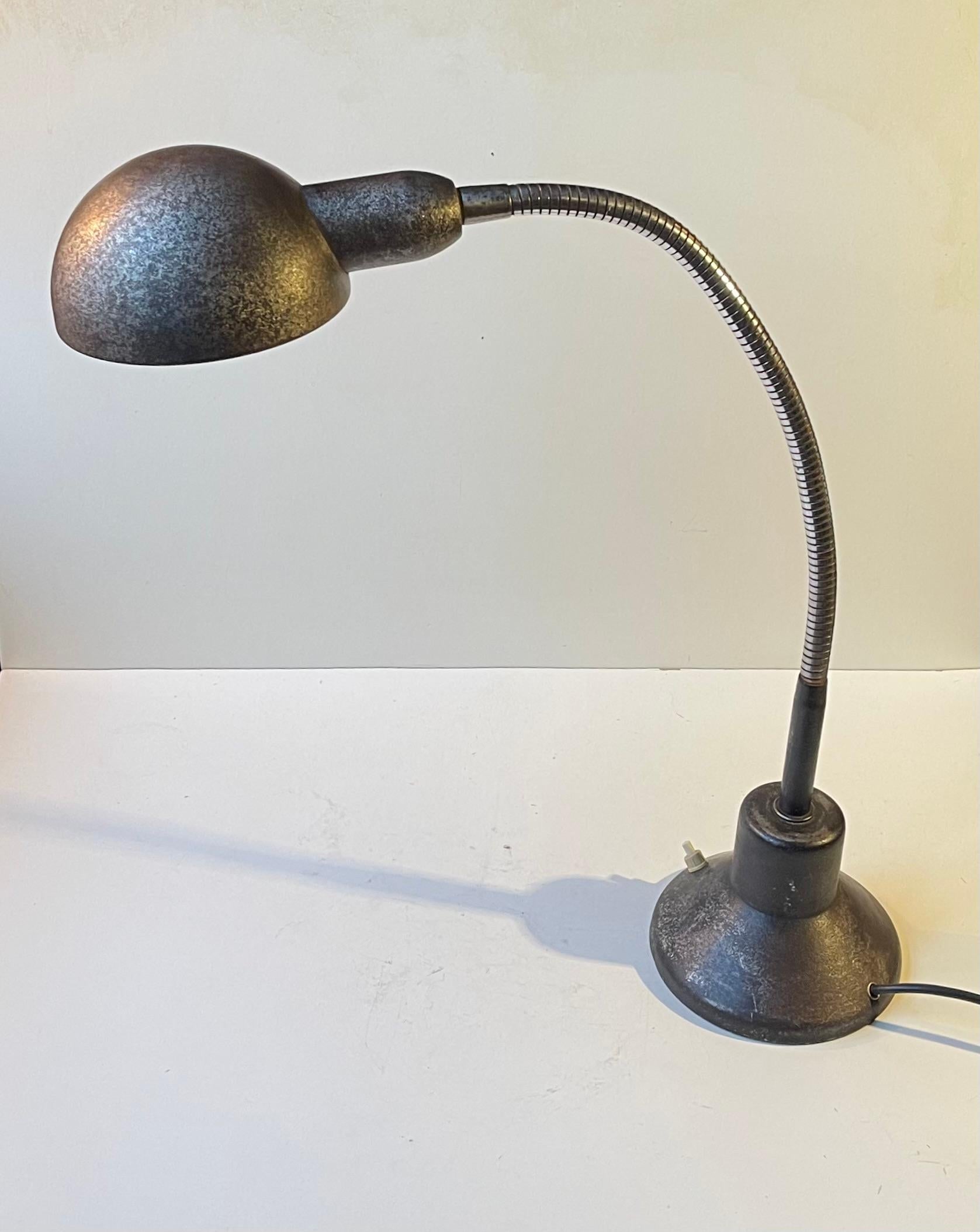 French Anthracite Grey Industrial Bauhaus Desk Lamp by Jumo, 1940s For Sale 3