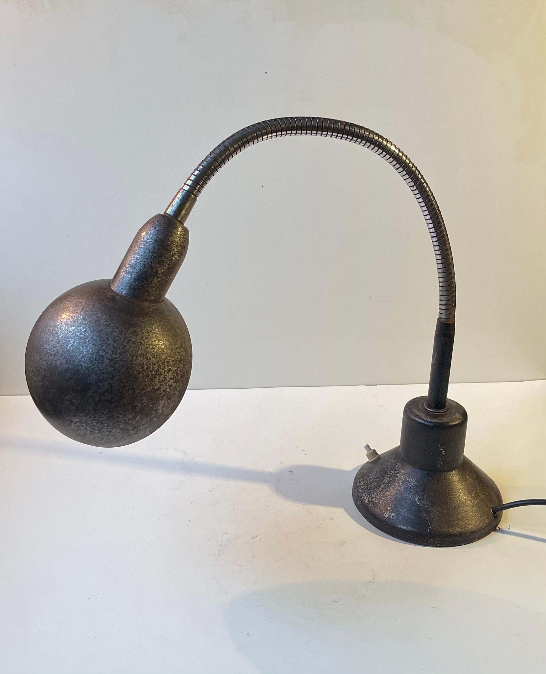 French Anthracite Grey Industrial Bauhaus Desk Lamp by Jumo, 1940s For Sale 4