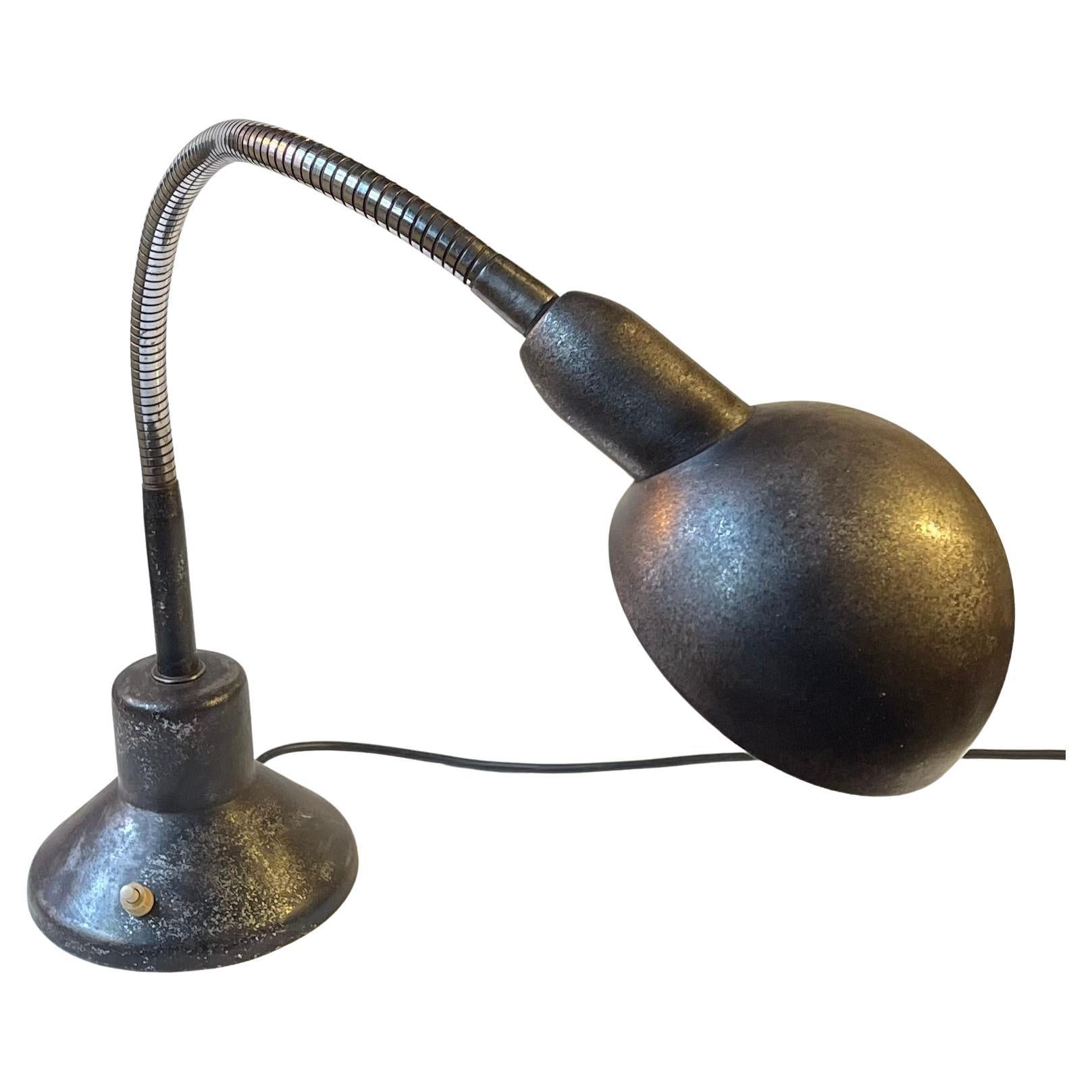 French Anthracite Grey Industrial Bauhaus Desk Lamp by Jumo, 1940s For Sale