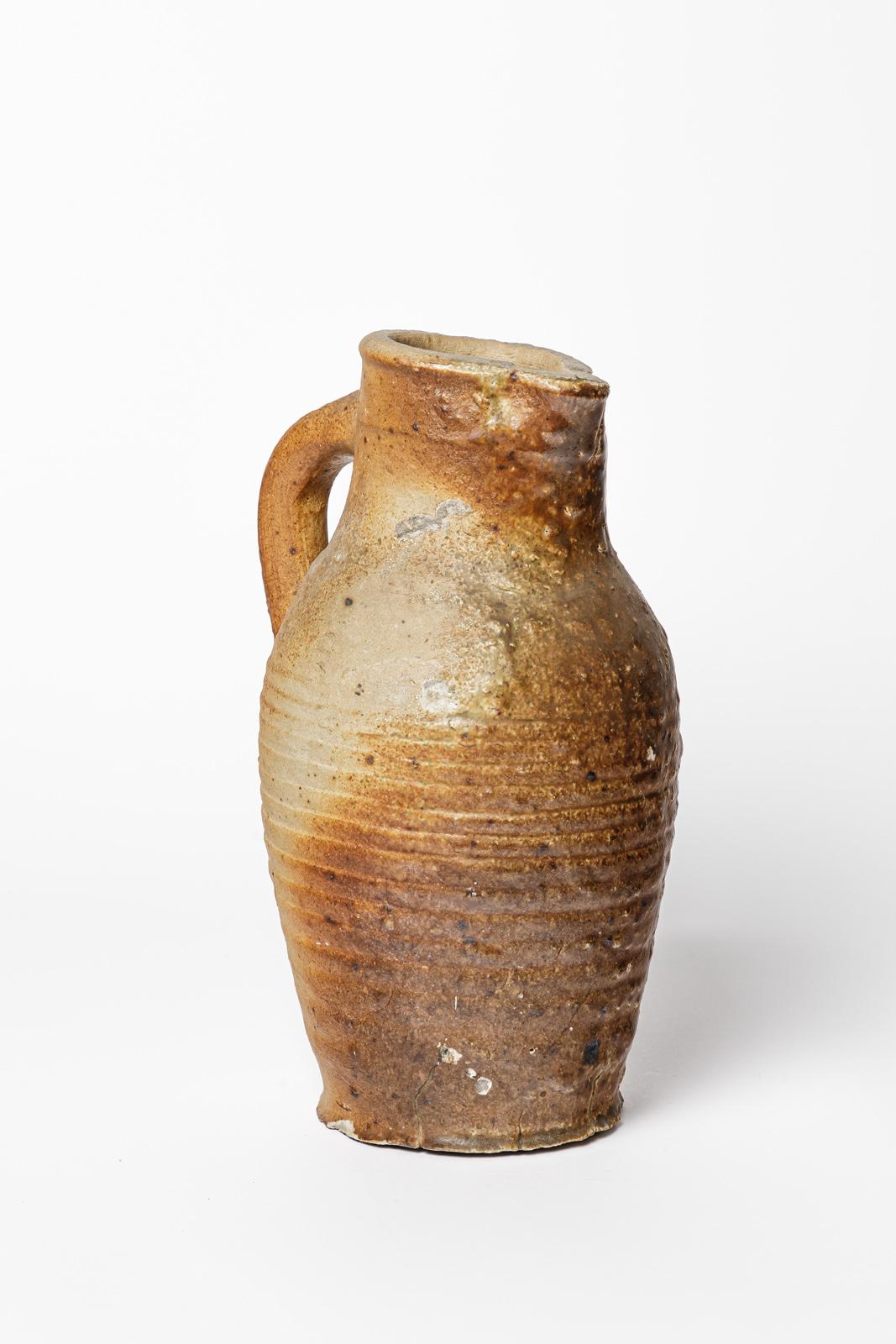 Französischer antiker Keramikpticher aus Steingut aus Martincamp-Keramik aus dem 18. Jahrhundert im Zustand „Gut“ im Angebot in Neuilly-en- sancerre, FR