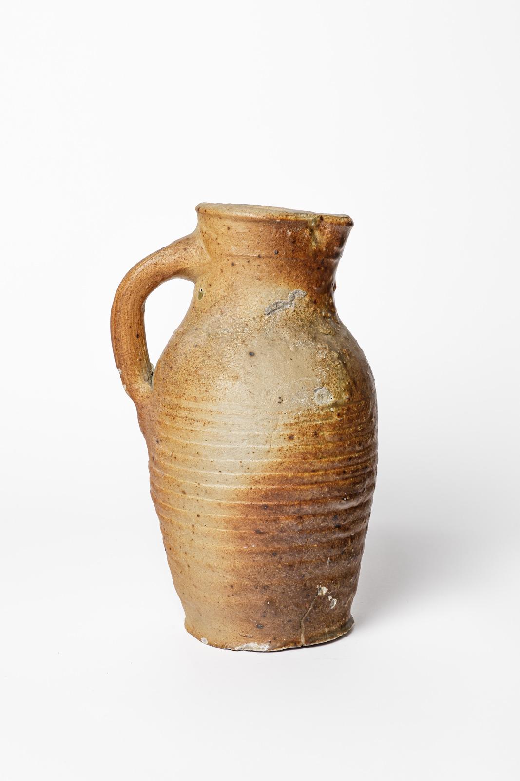 Französischer antiker Keramikpticher aus Steingut aus Martincamp-Keramik aus dem 18. Jahrhundert im Angebot 1