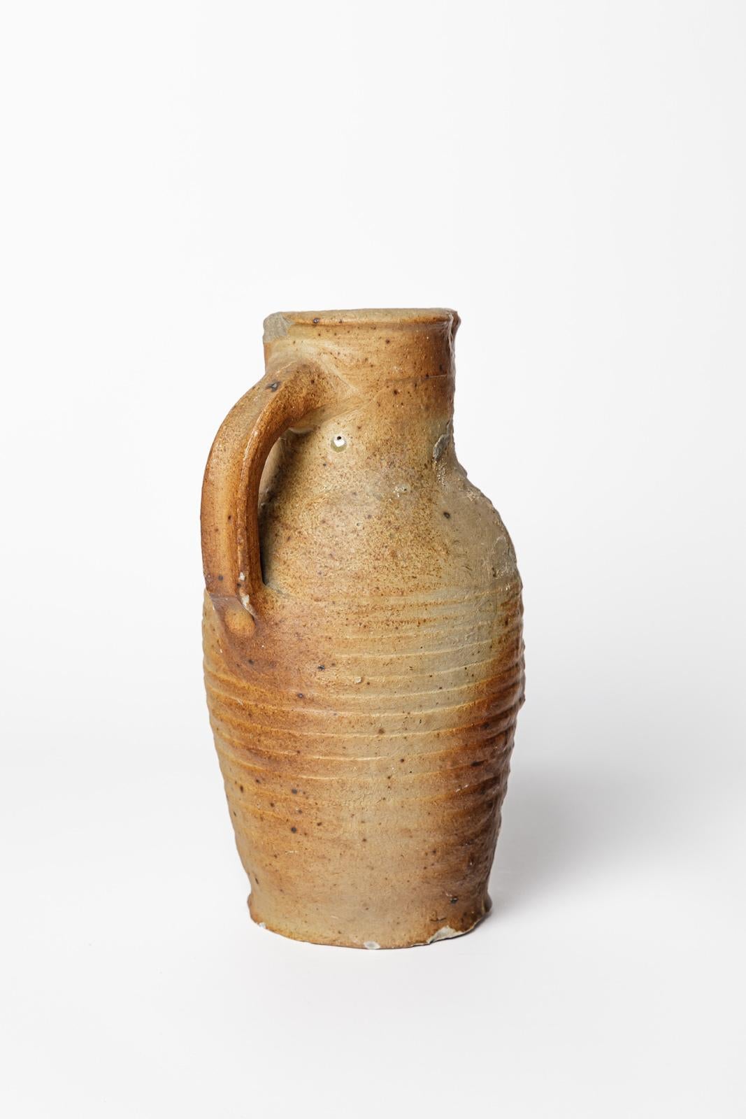 Französischer antiker Keramikpticher aus Steingut aus Martincamp-Keramik aus dem 18. Jahrhundert im Angebot 2