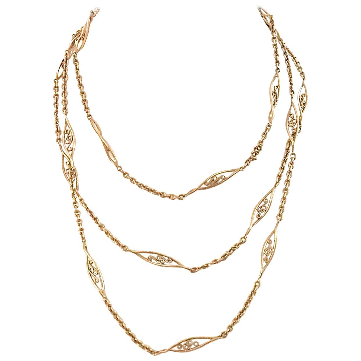 French Antique 18 Karat Gold Necklace