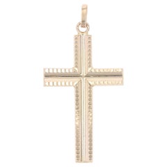 French Antique 18 Karat Rose Gold Striated Cross