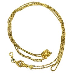 French Antique 18 Karat Yellow Gold Long Watch Chain