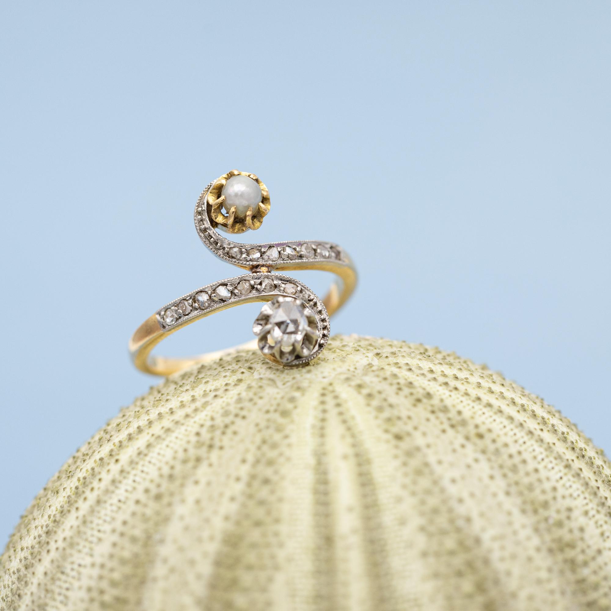 Victorian French Antique 18K Toi et Moi ring - love ring - rose cut diamonds - engagement