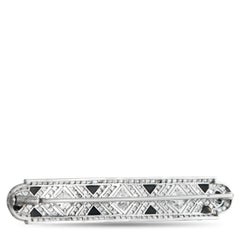 Broche Antique French en or blanc 18K 2.0ct diamant et onyx MF45-022026