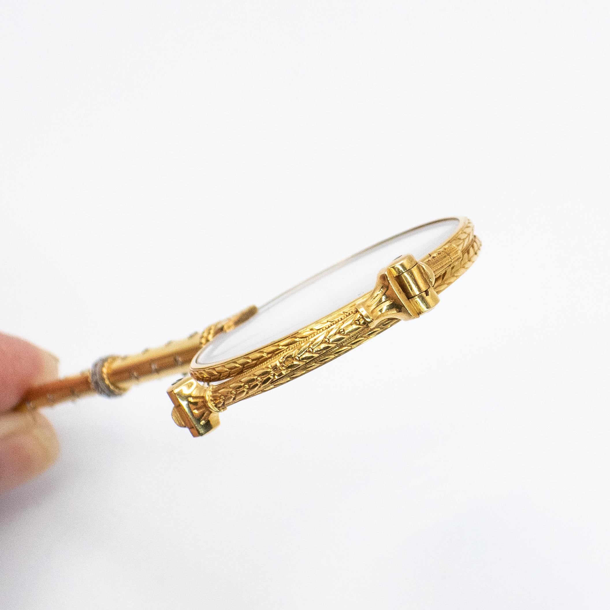 French Antique 18K Yellow Gold Diamond Lorgnette Pendant 8