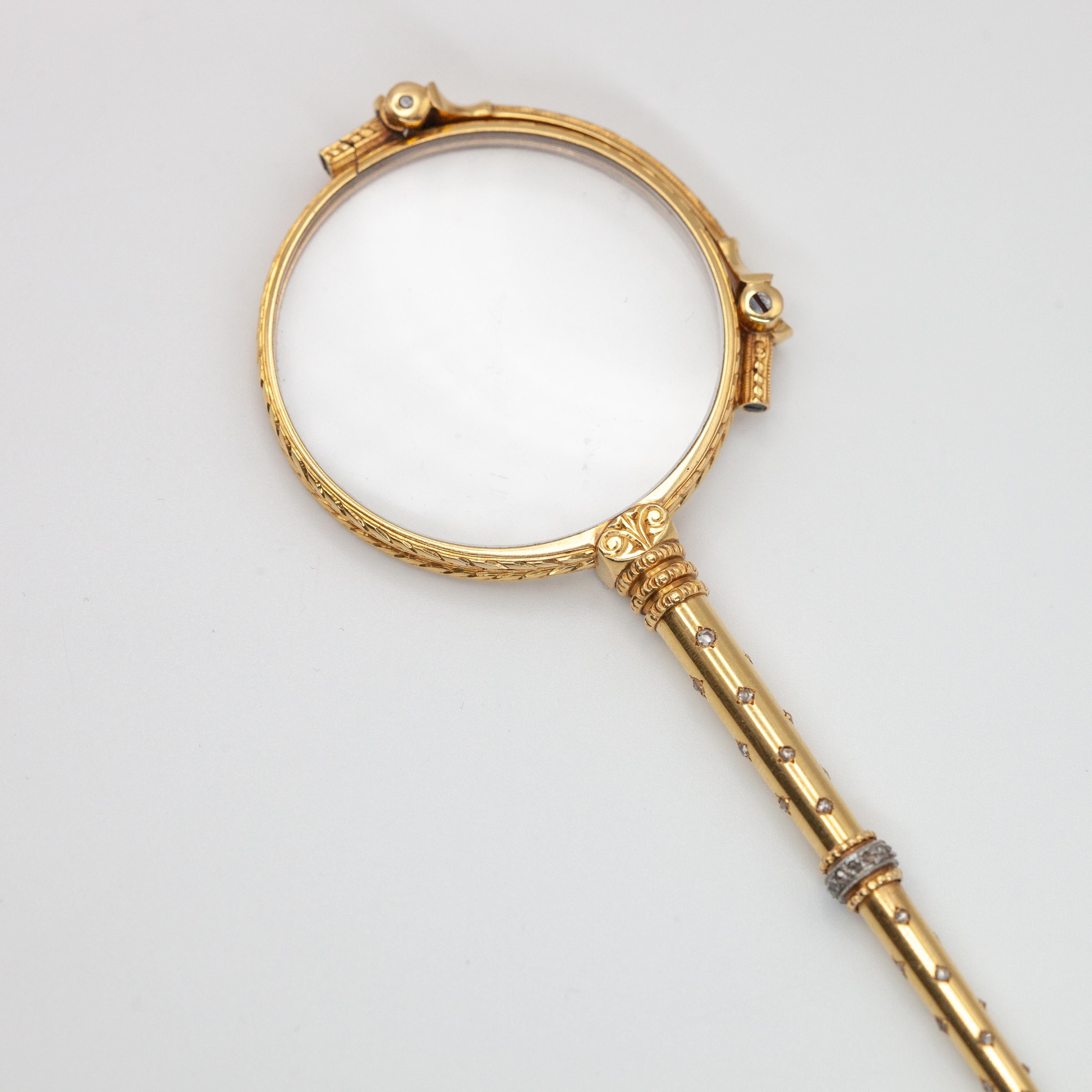 French Antique 18K Yellow Gold Diamond Lorgnette Pendant 10