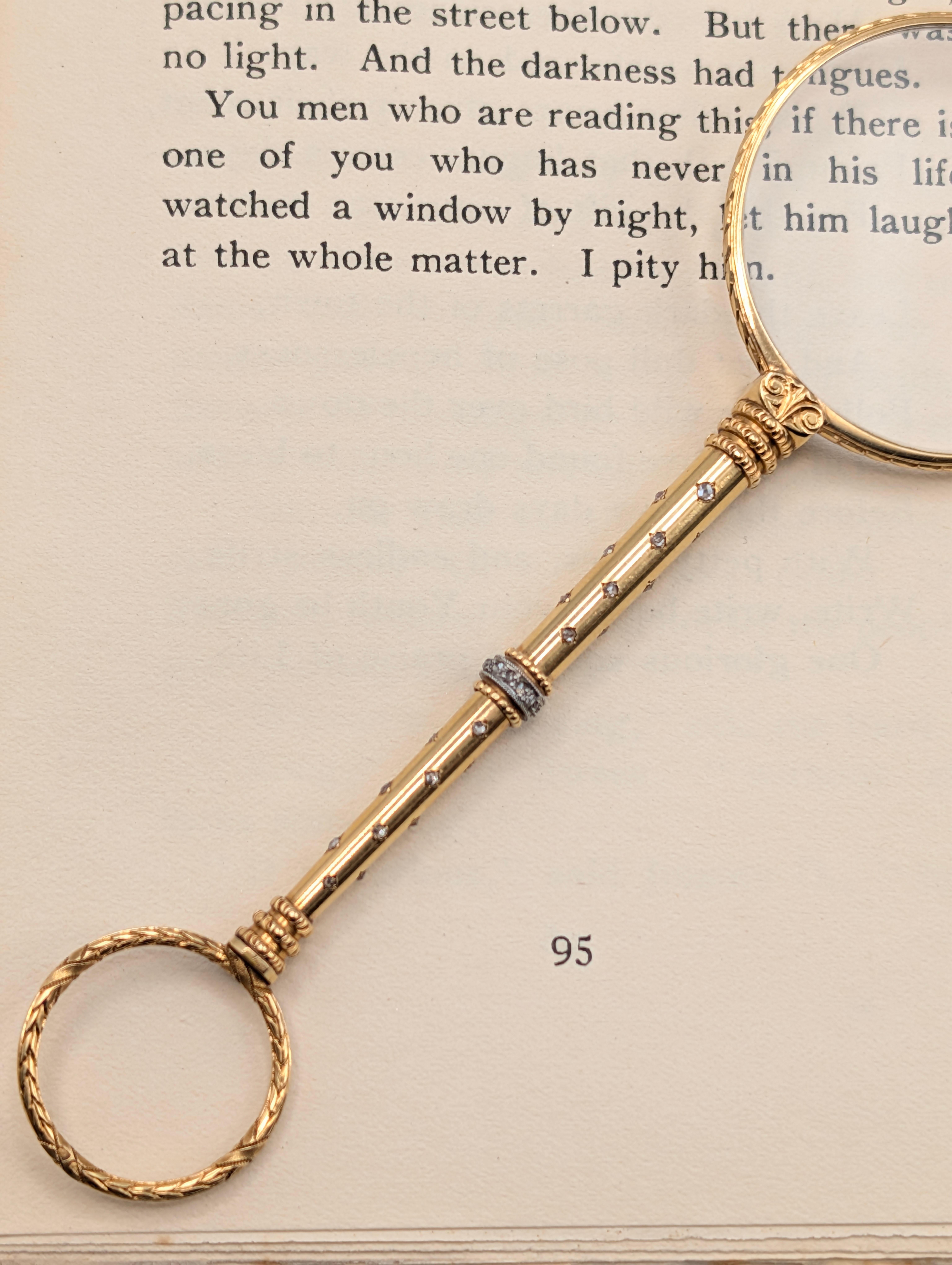 French Antique 18K Yellow Gold Diamond Lorgnette Pendant 1
