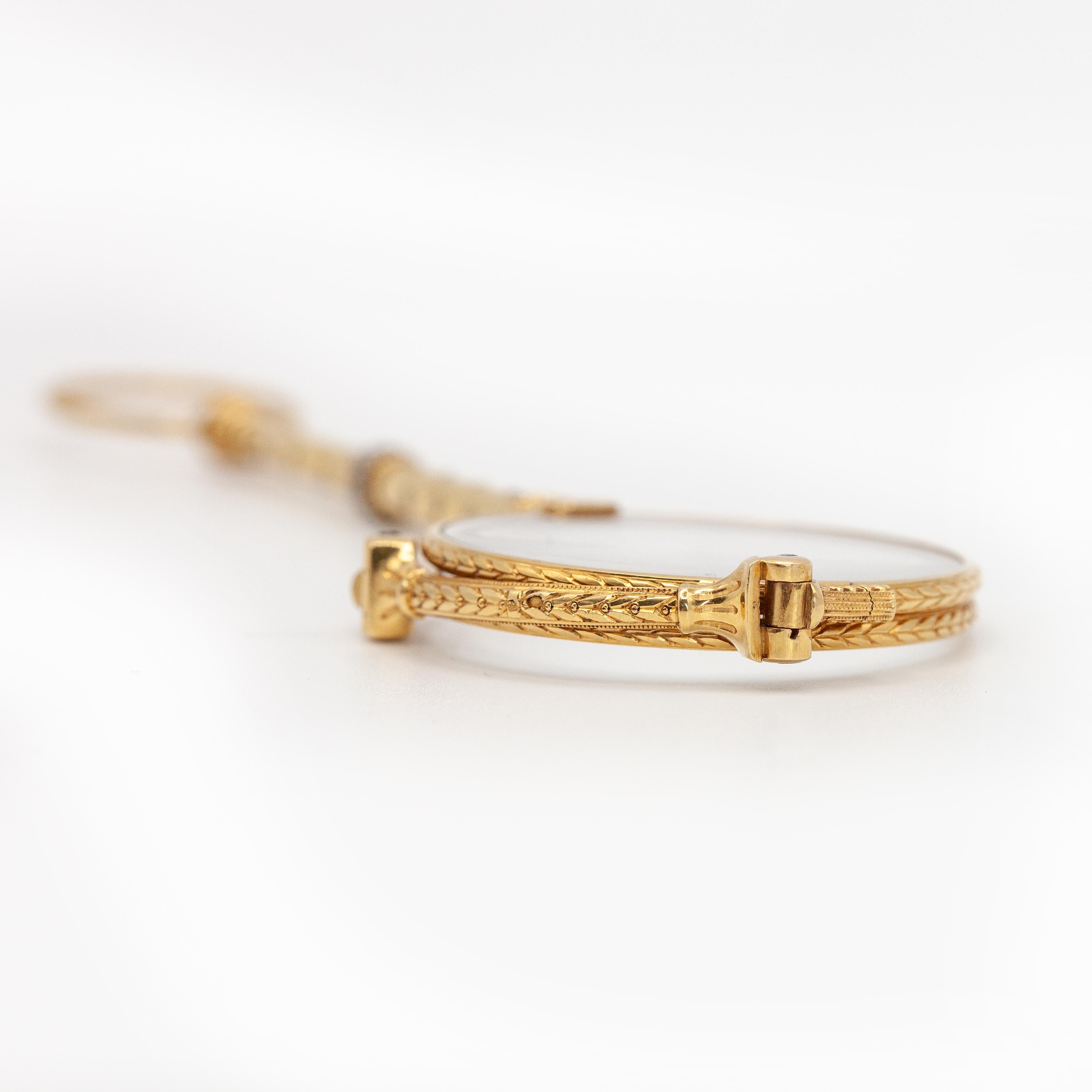 French Antique 18K Yellow Gold Diamond Lorgnette Pendant 4