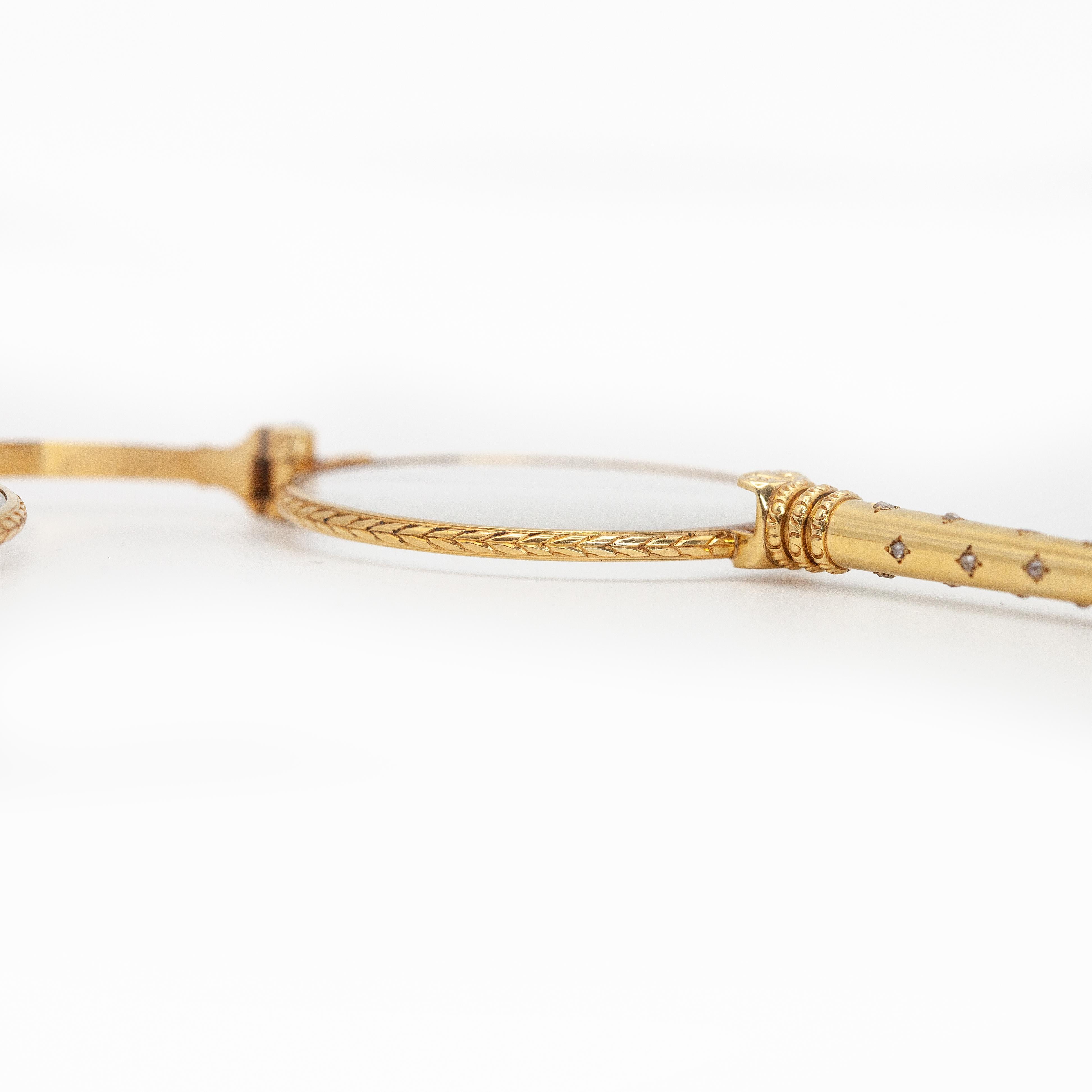 French Antique 18K Yellow Gold Diamond Lorgnette Pendant 5
