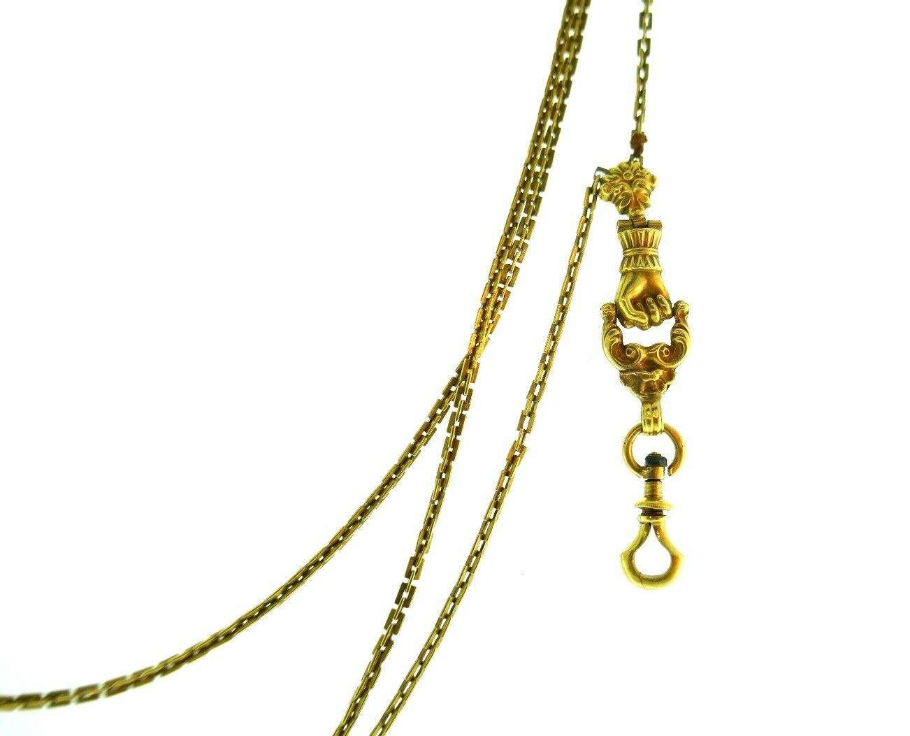 French Antique 18 Karat Yellow Gold Long Watch Chain 4