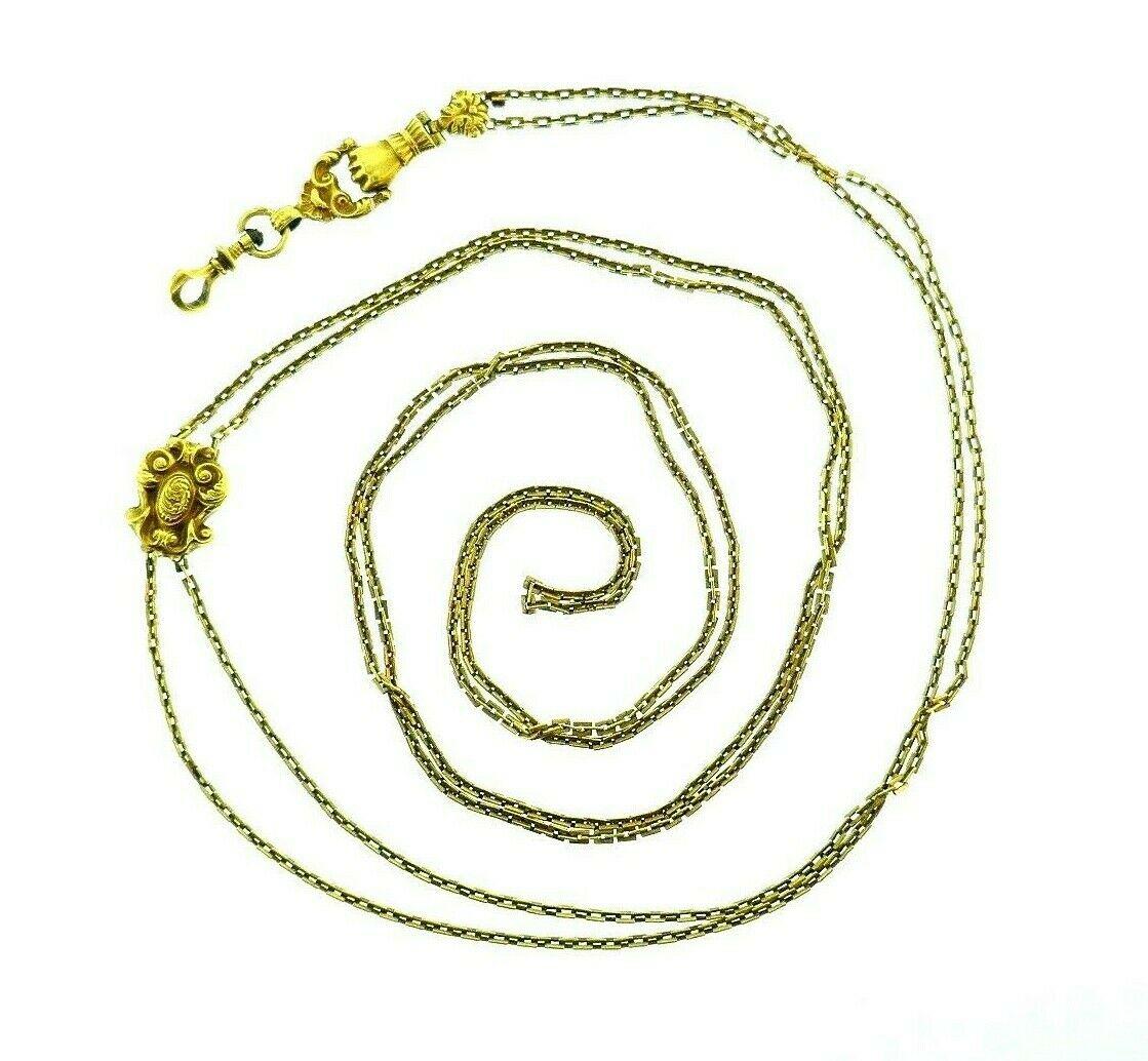 Women's or Men's French Antique 18 Karat Yellow Gold Long Watch Chain
