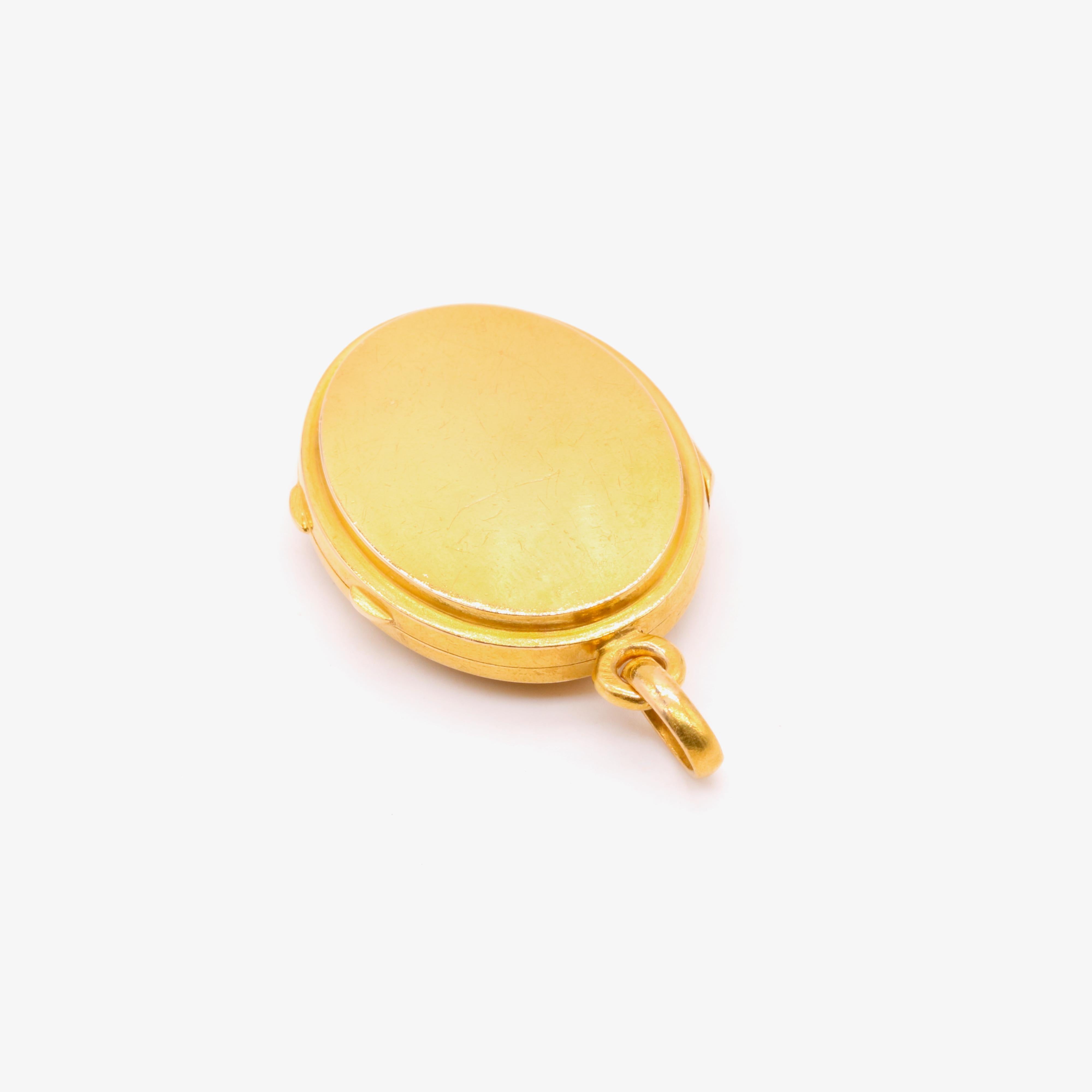French Antique 18K Yellow Gold Ruby and Pearl Cross Locket For Sale 1