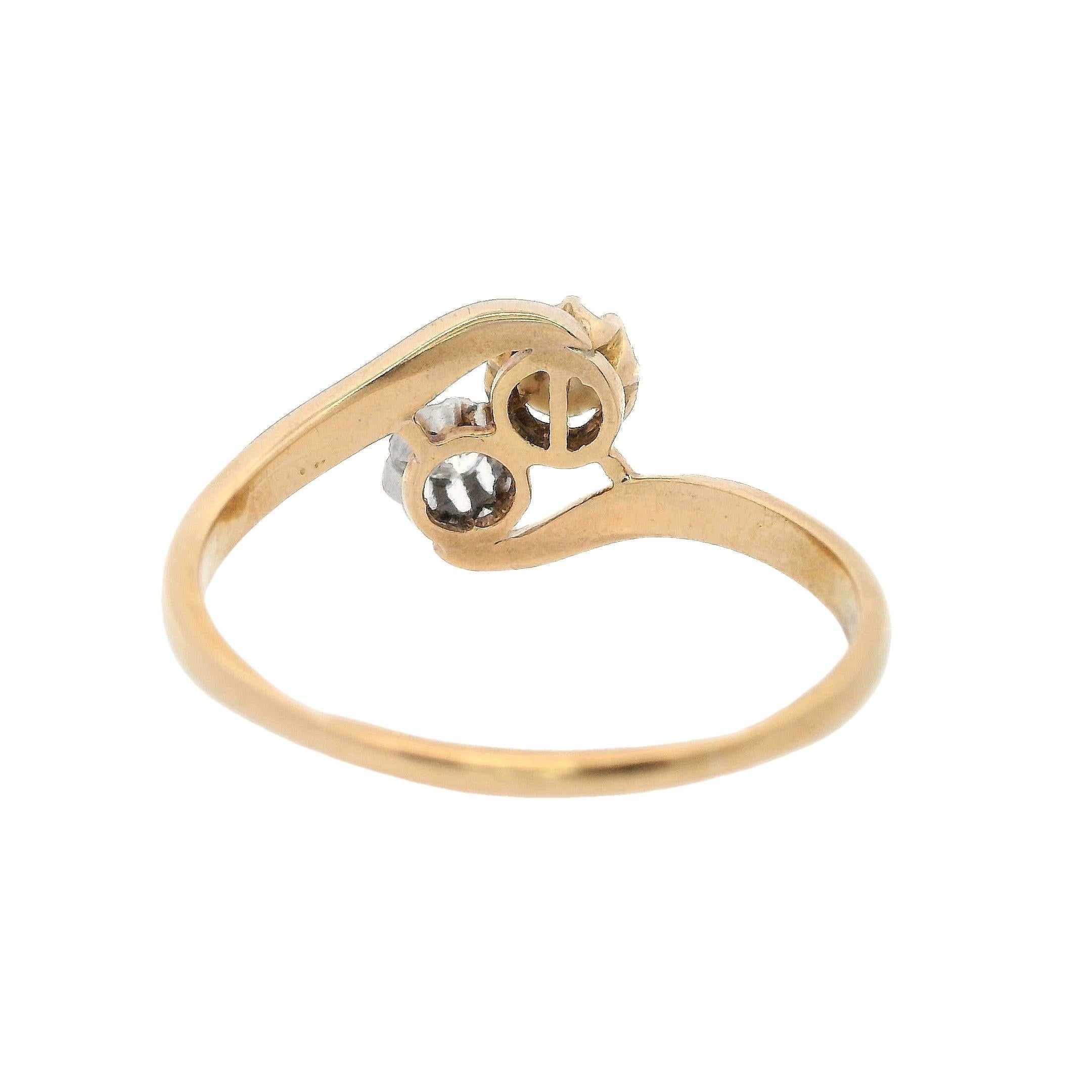 FRENCH Edwardianischer Ring aus 18 Karat Gold und Platin mit Perlen und Diamanten für Damen oder Herren im Angebot