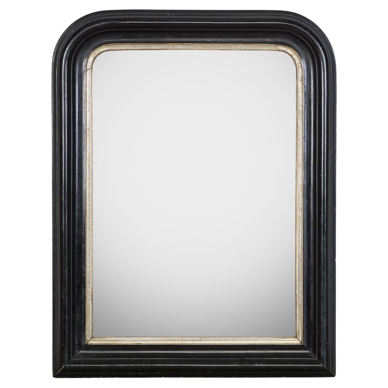 Antique C.I.C. petit miroir noir et doré de style Napoléon III en vente