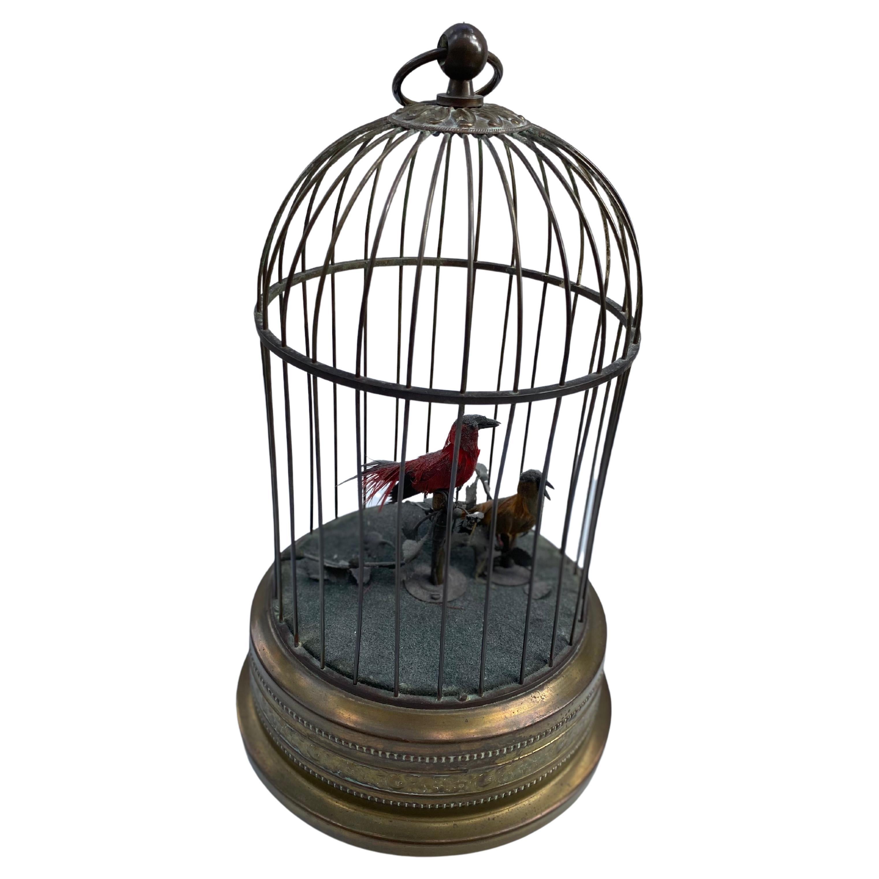 French  Antique 19th Century Musical & Animated Birdcage Two '2' Birds For Sale