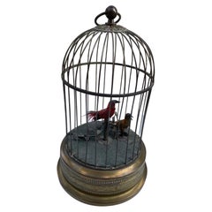 French  Antique 19th Century Musical & Animated Birdcage Two '2' Birds