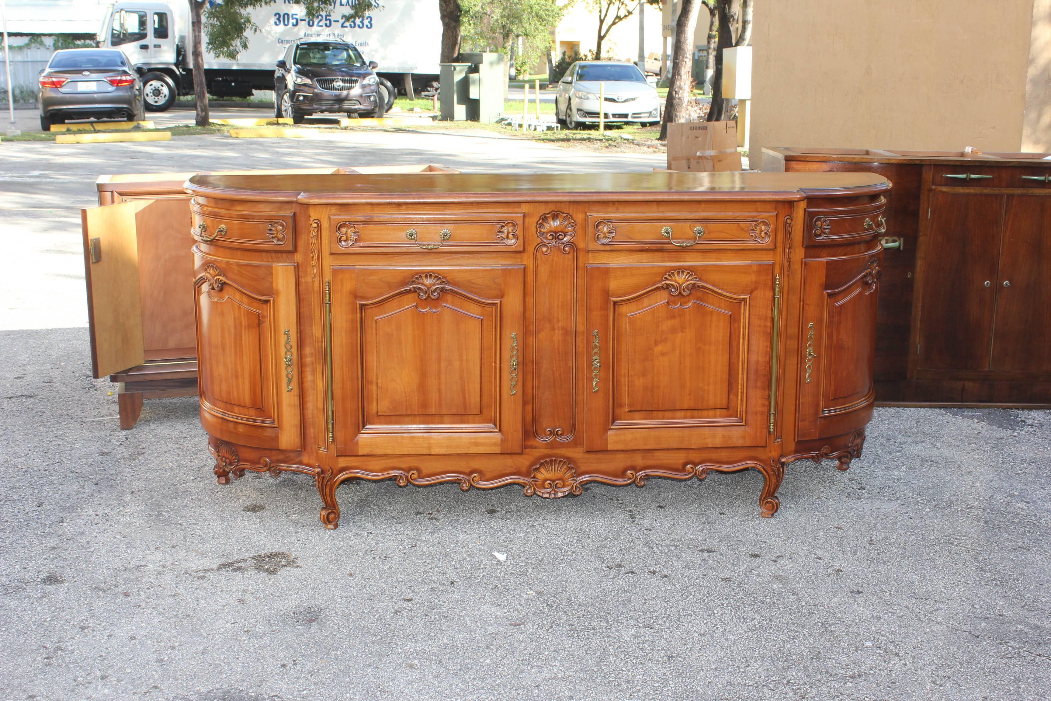 French Antique 19th Century Provencal Louis XV Sideboard or Buffet Demilune 6