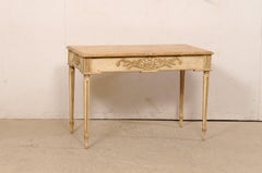 French Antique 3.5 Ft Console Table w/Orig. Paint, Floatable as All Sides Carved