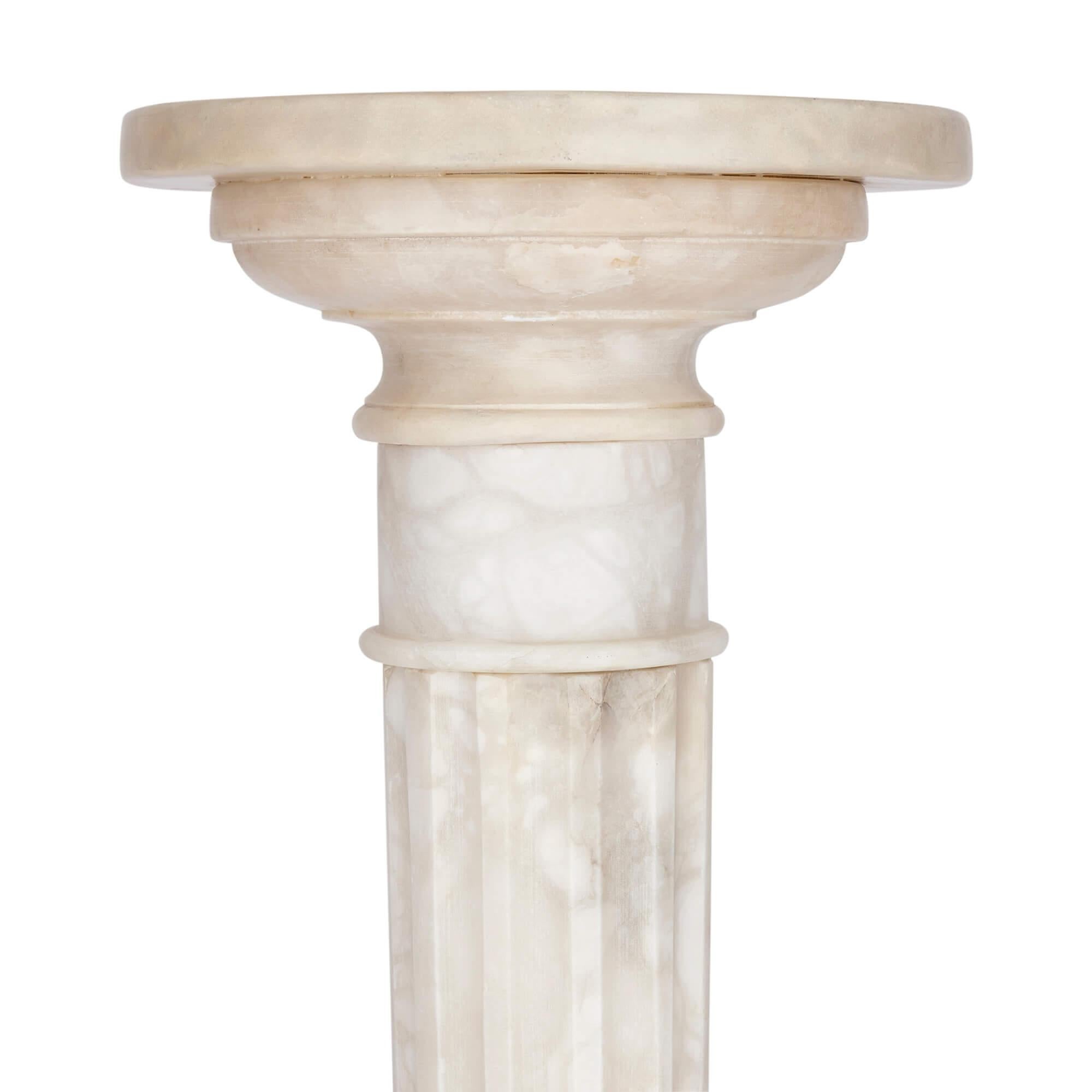 Neoclassical French Antique Alabaster Pedestal For Sale