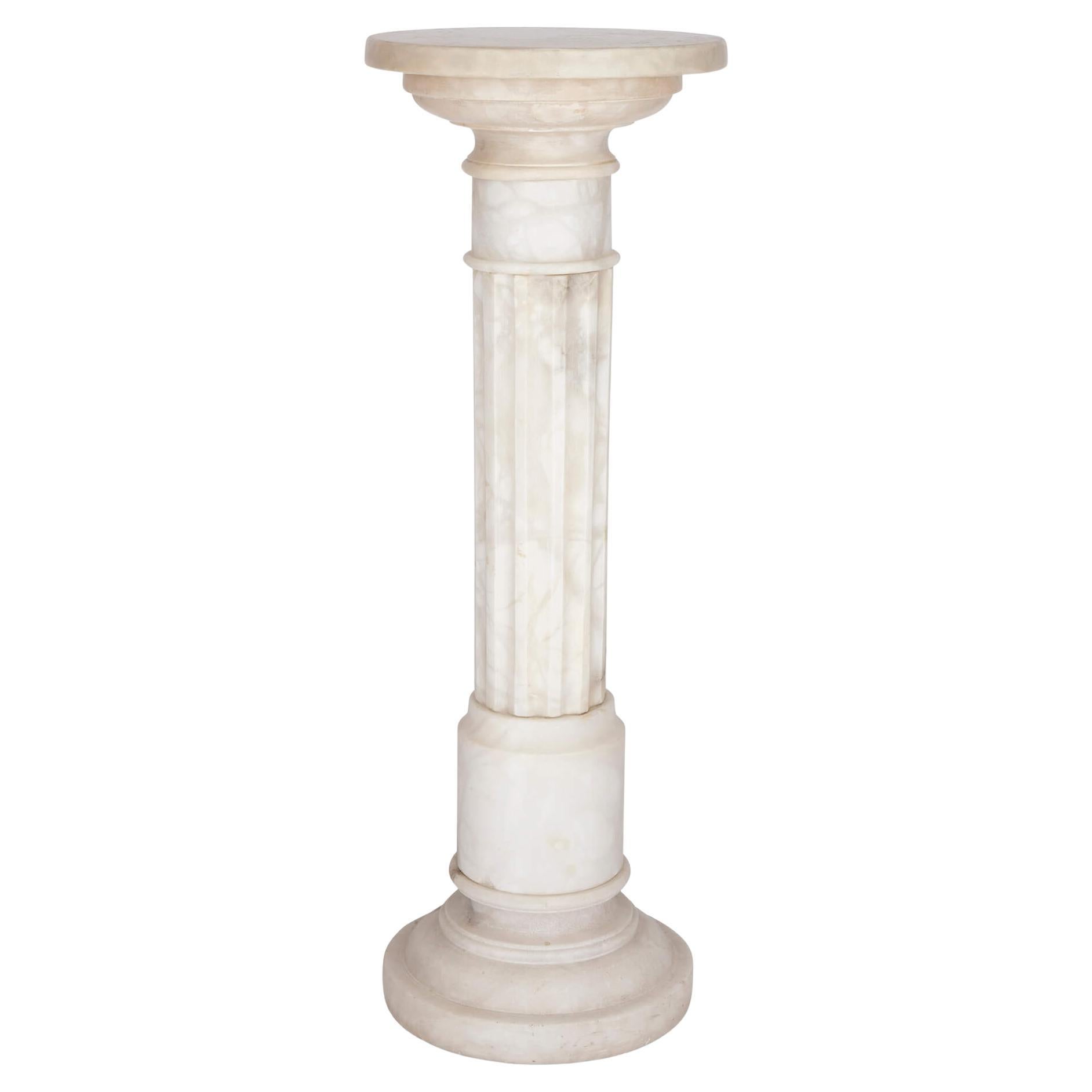 French Antique Alabaster Pedestal For Sale