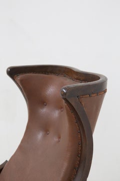 French Antique Armchair in Original Wood and Leather