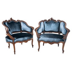 French antique armchairs from around 1890. After renovation.