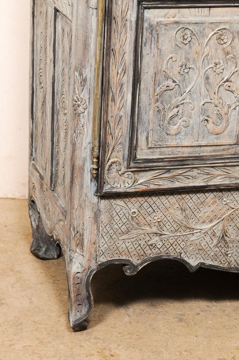 French Antique Armoire Cabinet w/Beautifully-Carved Neoclassical Embellishments For Sale 1