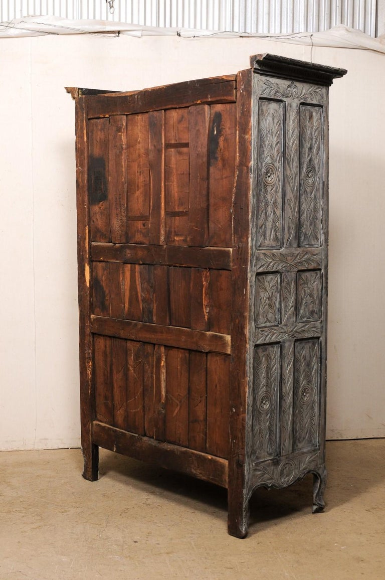 French Antique Armoire Cabinet w/Beautifully-Carved Neoclassical Embellishments For Sale 3