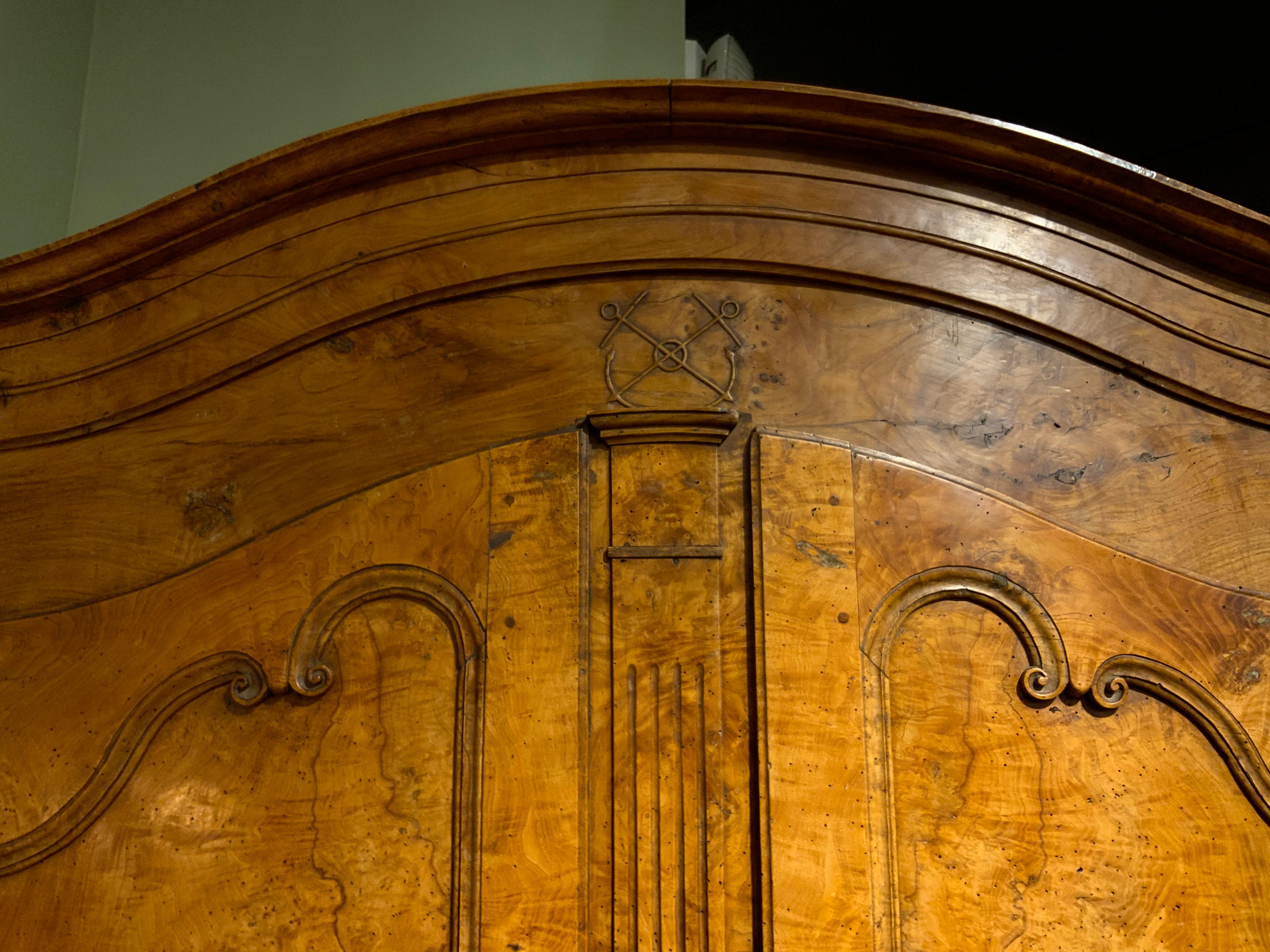 French Antique Armoire, Early 19th C., with 3 Shelves, Louis XV For Sale 2