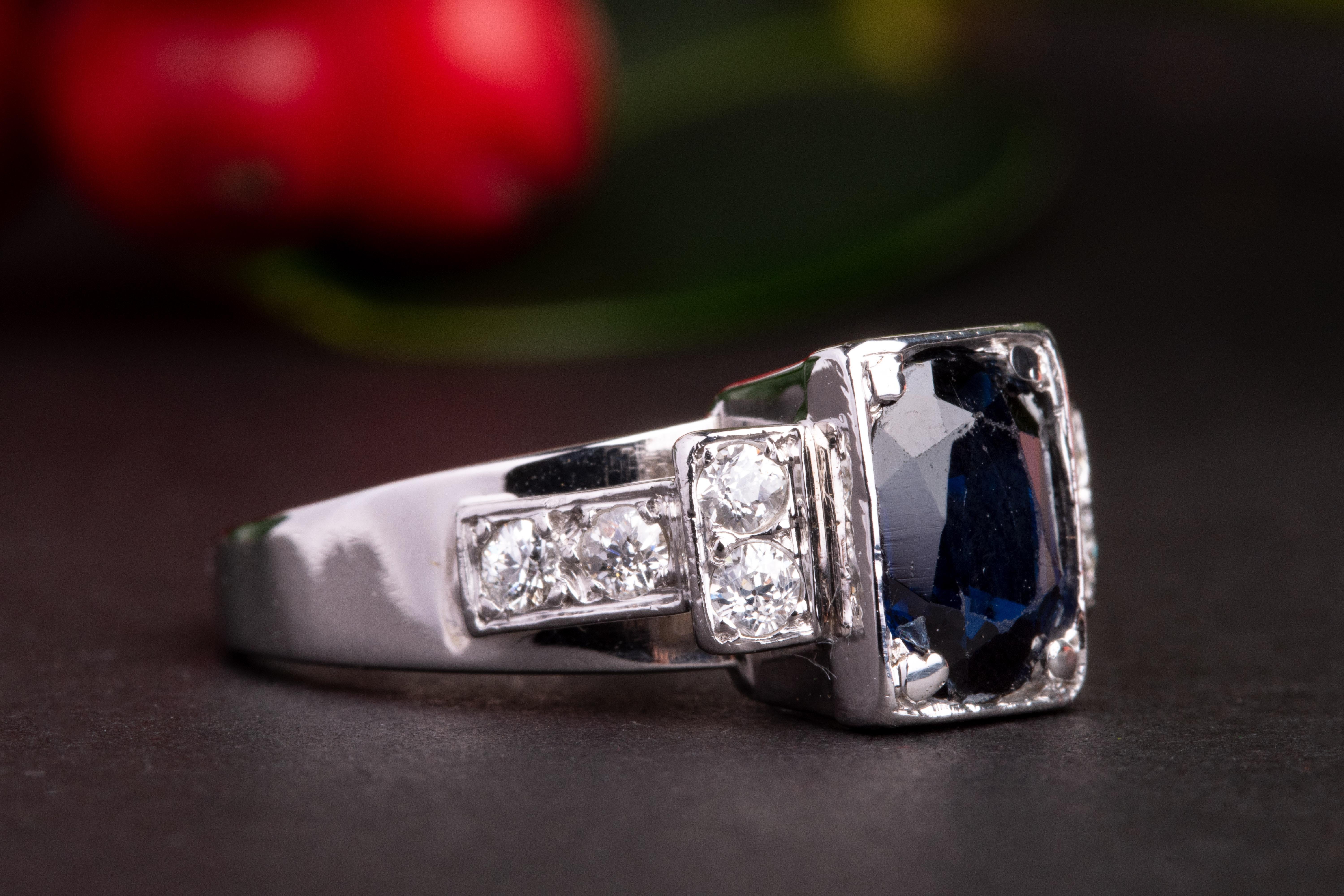 emerald cut sapphire ring vintage