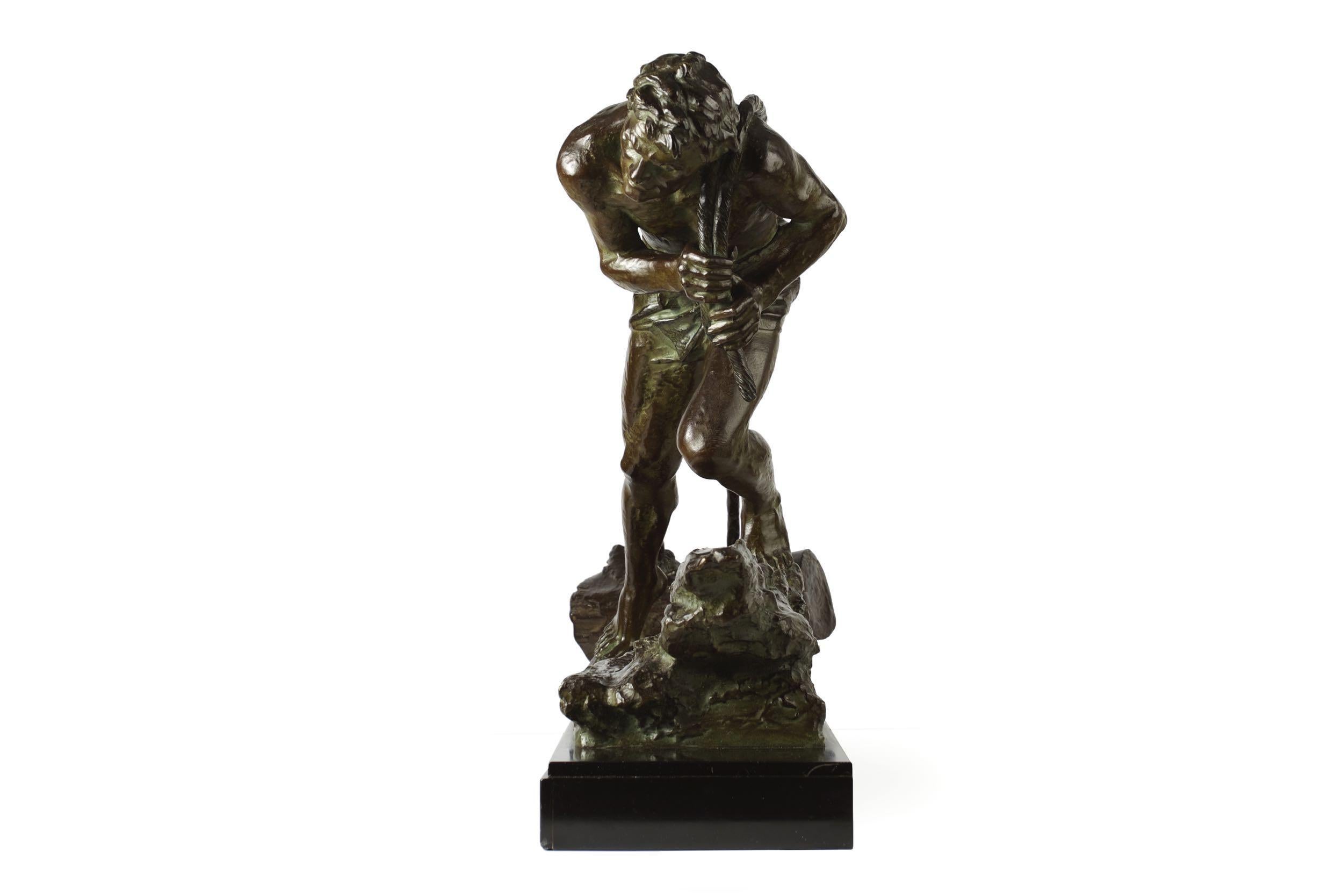 Early 20th Century French Antique Art Deco Bronze Sculpture “L’Effort” by Edouard Drouot