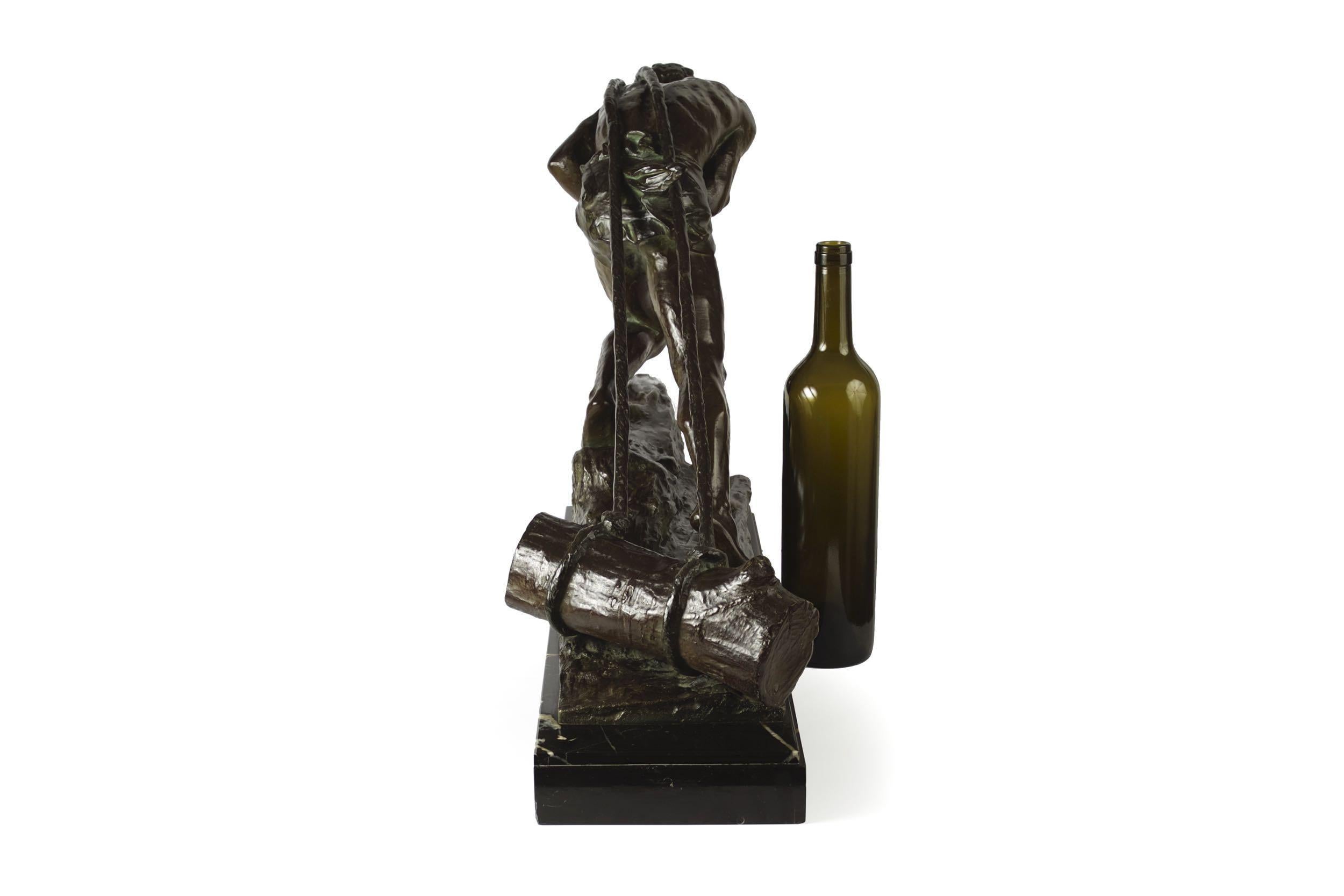 French Antique Art Deco Bronze Sculpture “L’Effort” by Edouard Drouot 1