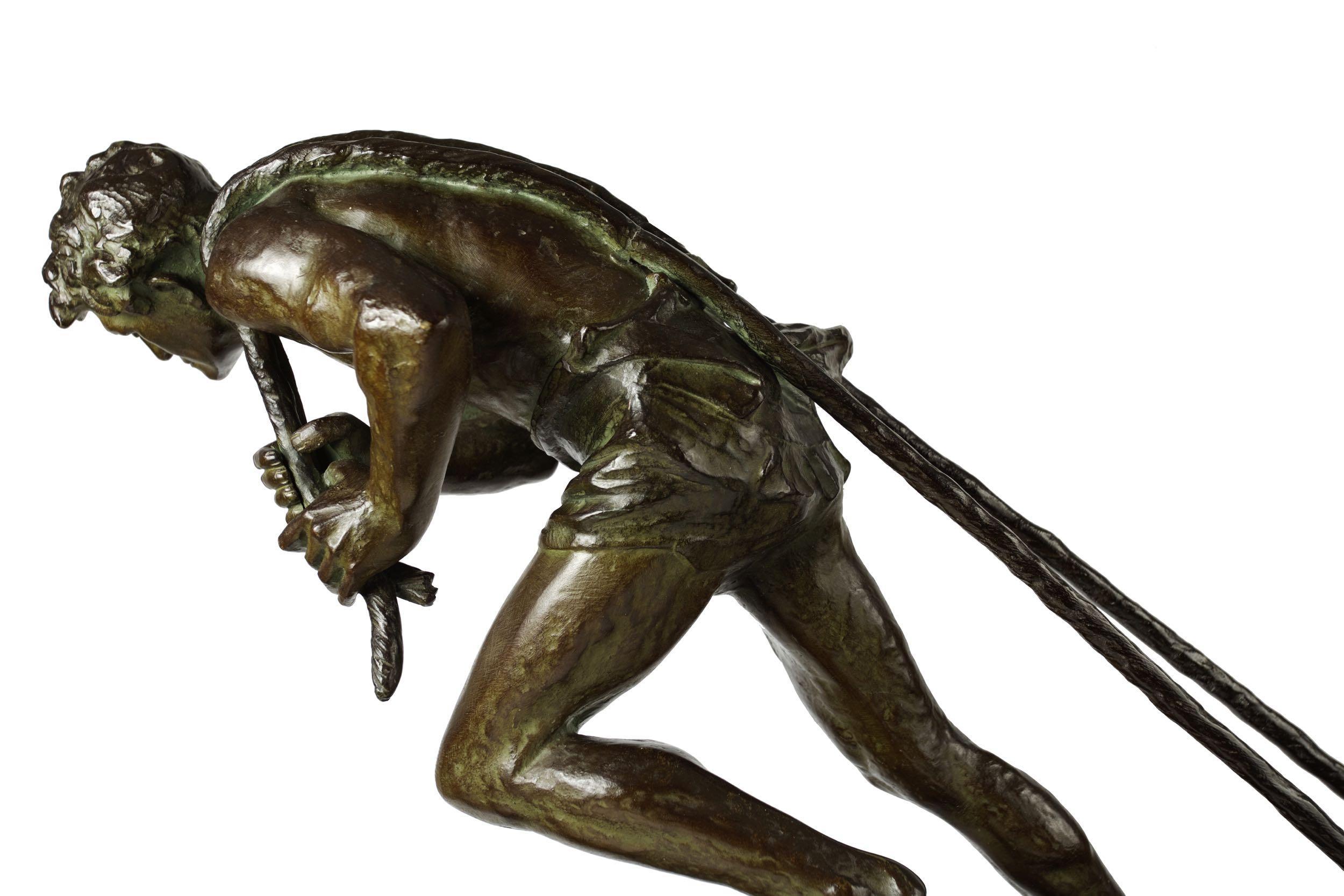 French Antique Art Deco Bronze Sculpture “L’Effort” by Edouard Drouot 2