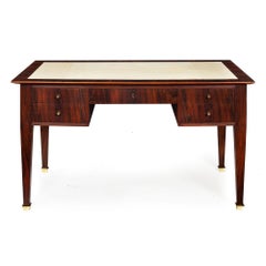 French Antique Art Deco Macassar Bureau Plat Writing Desk circa 1930