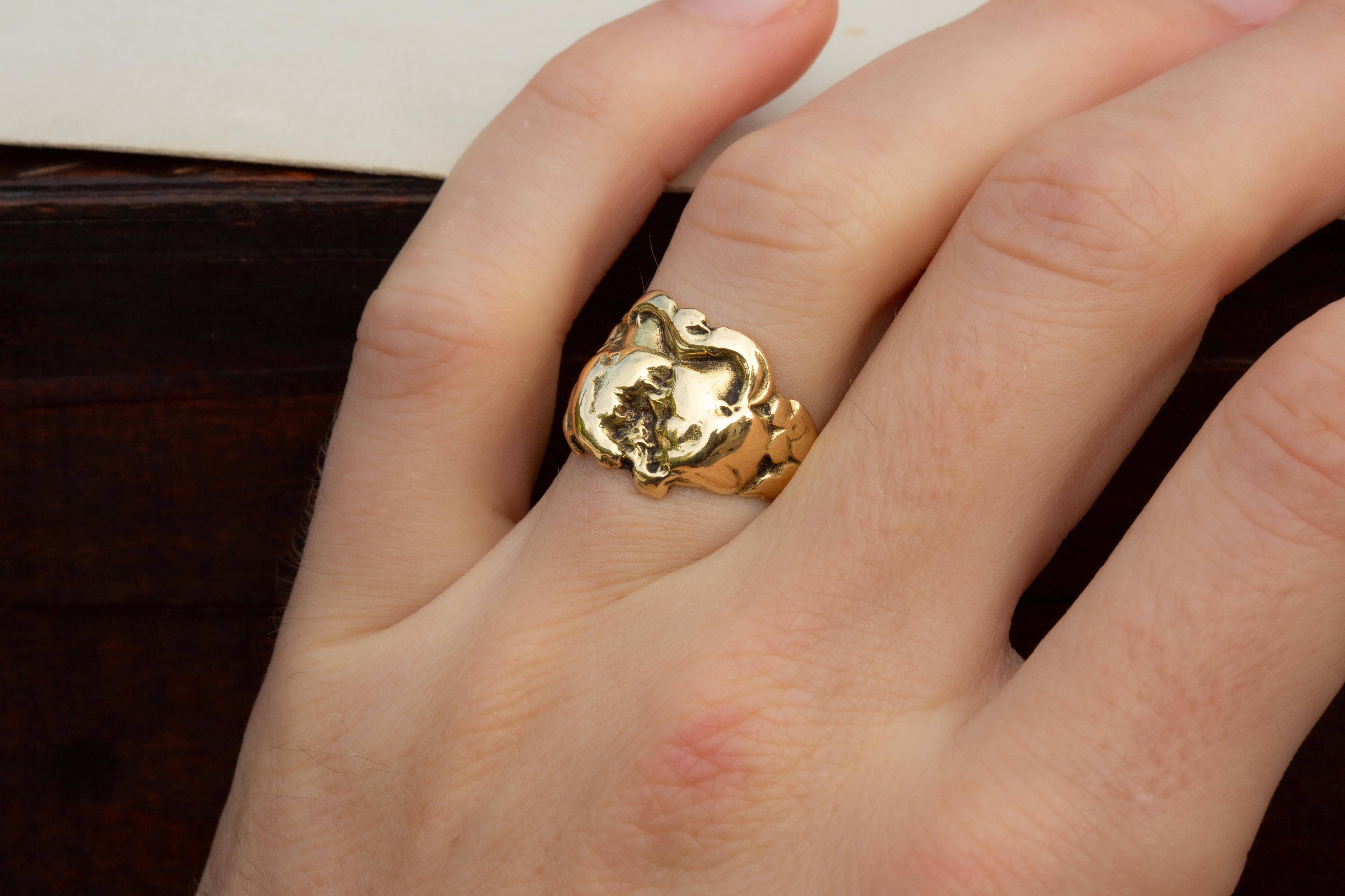  French Antique Art Nouveau 18K Gold Ethereal Figural Kissing Ring c.1910 9