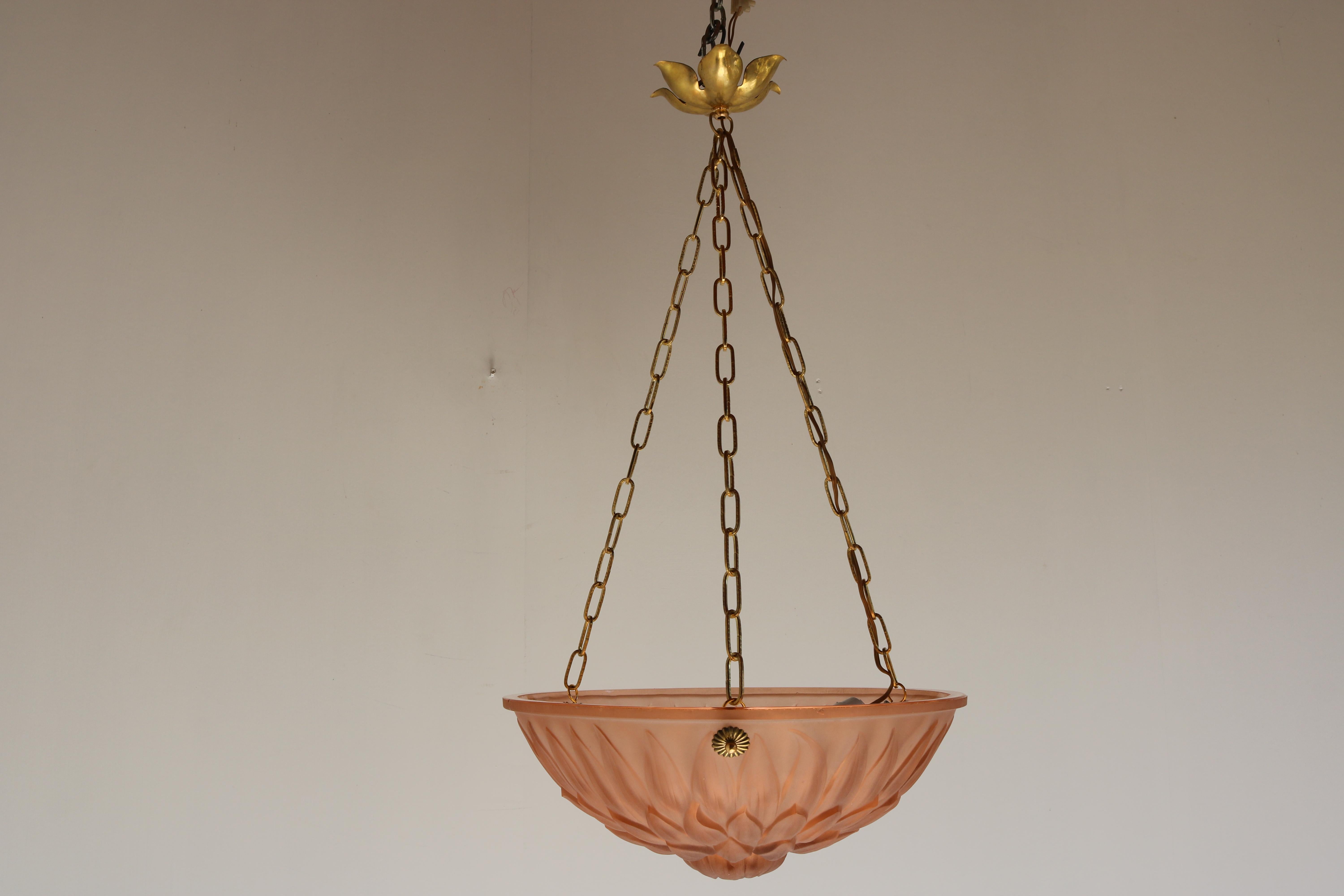Début du 20ème siècle Lampe à suspension florale Art Nouveau/Art Déco, 1920  en vente