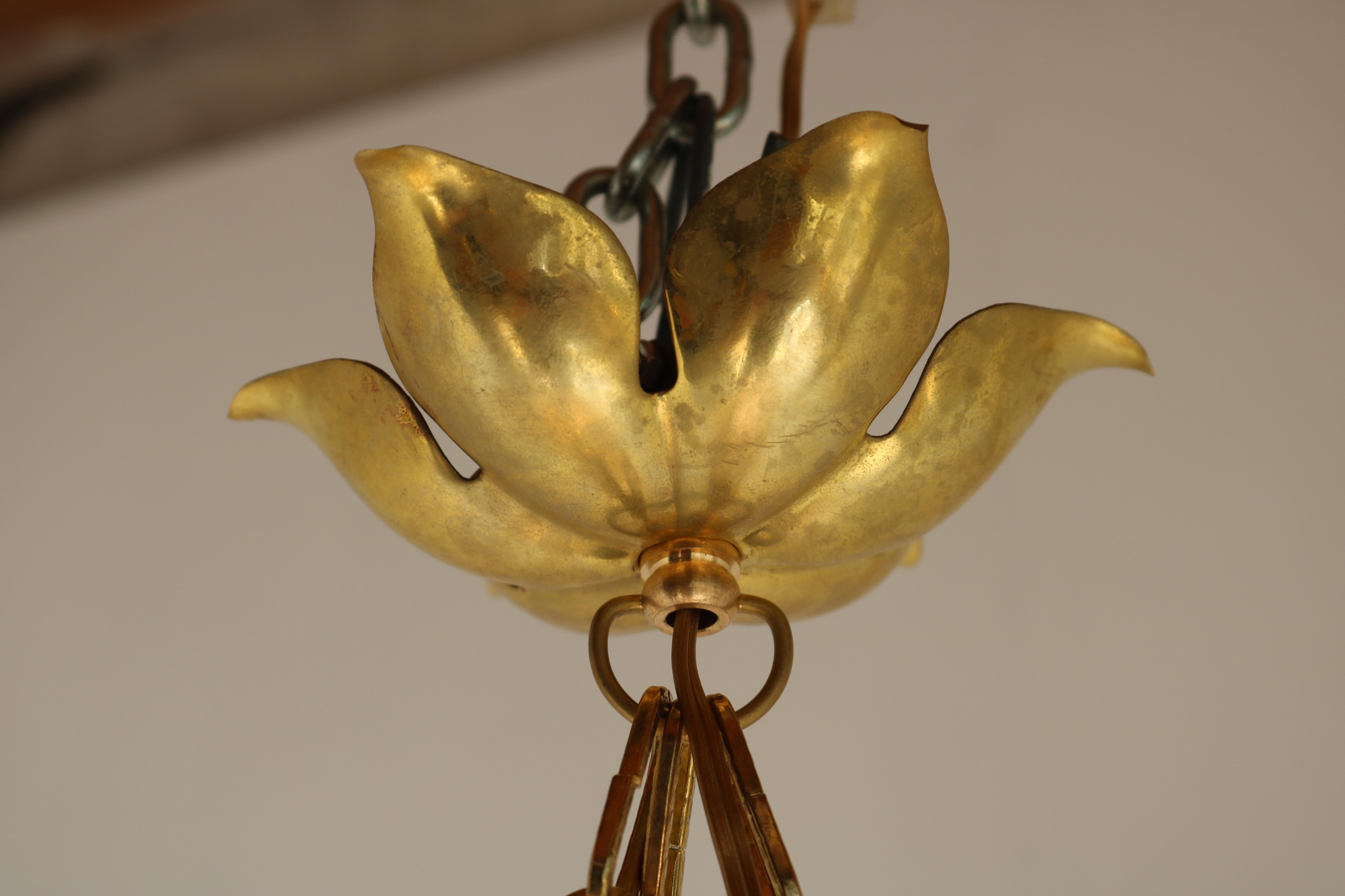 Français Lampe à suspension florale Art Nouveau/Art Déco, 1920  en vente